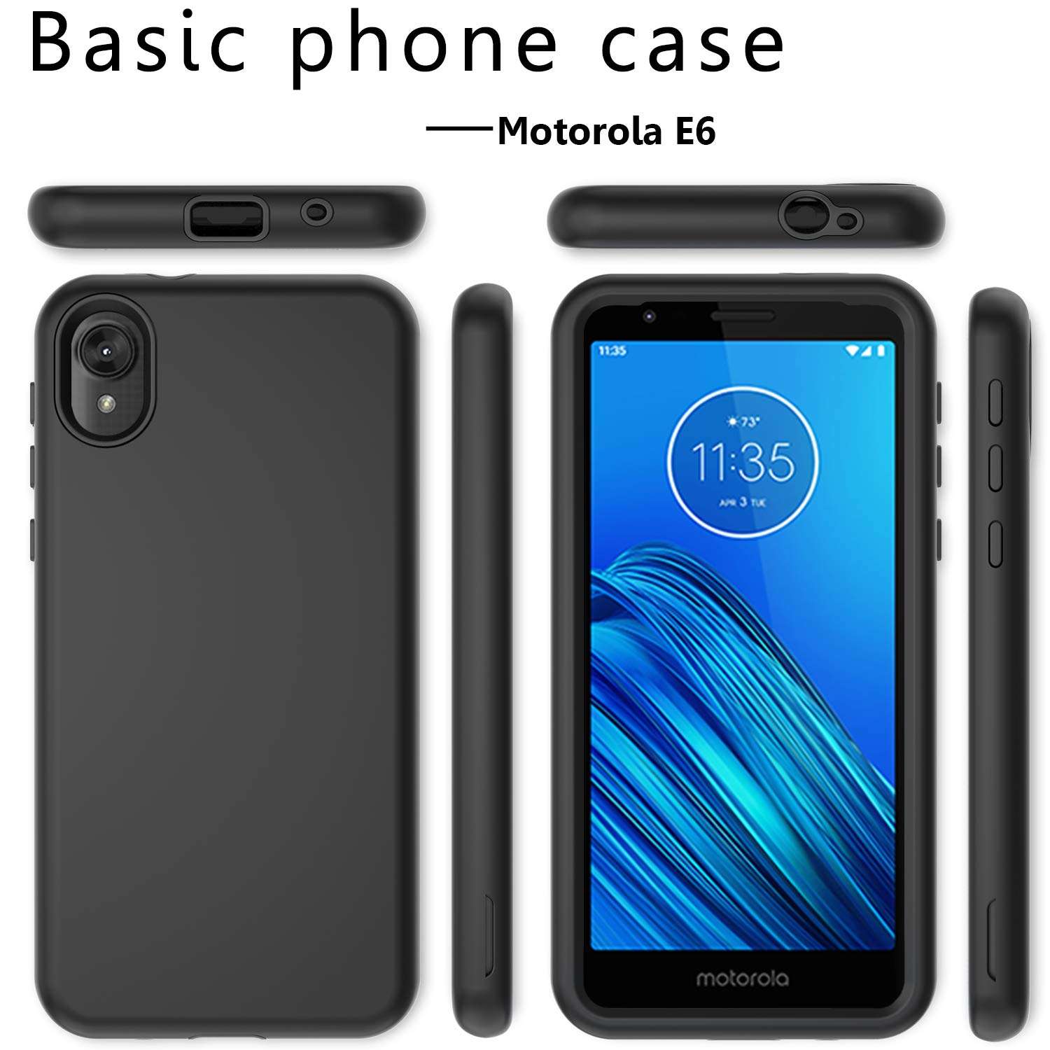 Moto E6 Phone Case, Motorola E6 Phone Case, Moto XT2005DL Case, Three Layers TPU Bumper and PC Armor Hard Protective Phone Cover for Moro E 6th Gen 5.5 2019 (Black) 4