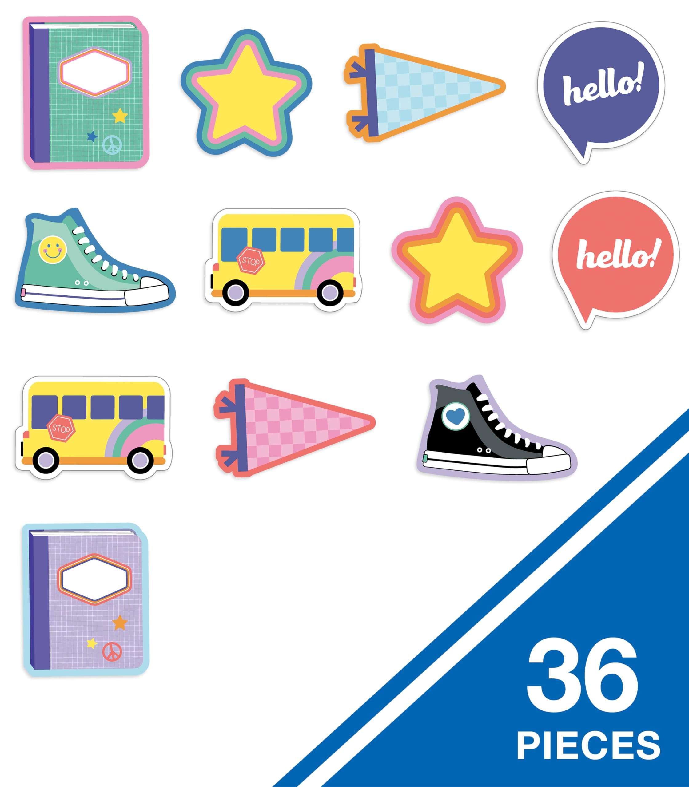 Carson Dellosa We Stick Together 36 Hello School Bulletin Board Cutouts, Star, Notebook, School Bus Bulletin Board Decorations for Back to School Bulletin Board, Cubbies, Locker Decor, School Supplies 3