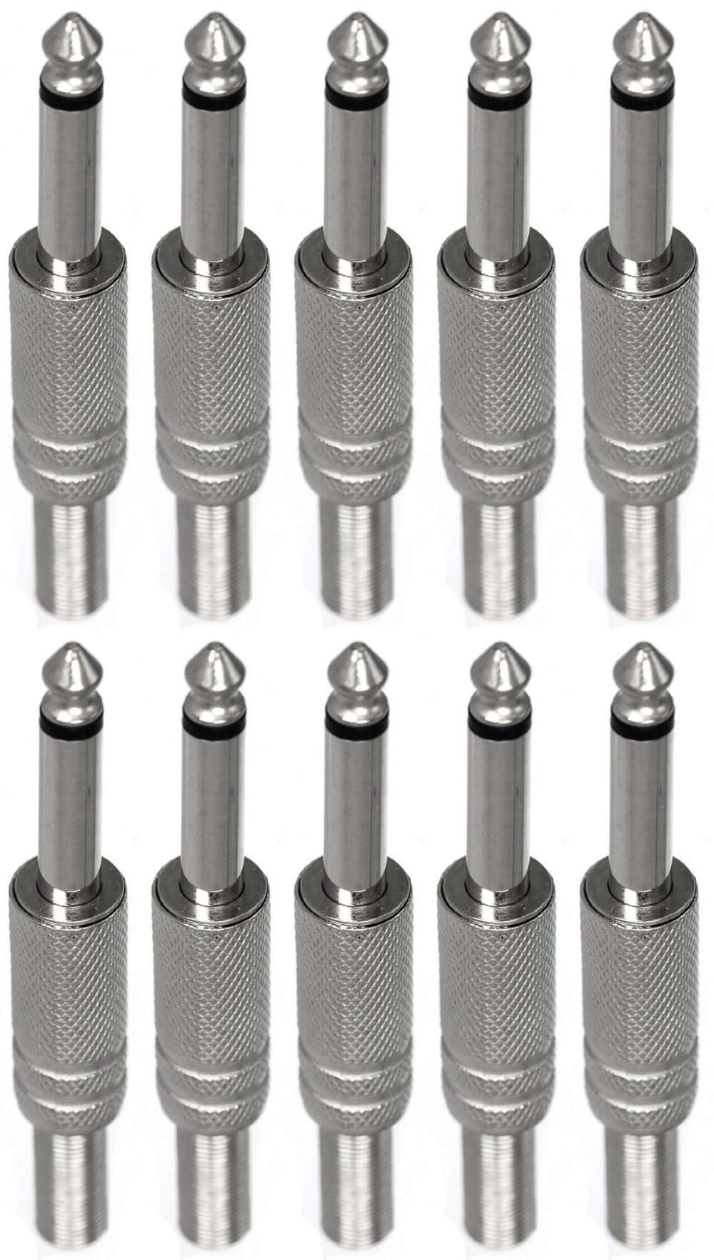 CESS 1/4 Inch TS Audio Phono Tone Male Plug Cable Connector - 1/4" 6.35mm TS Guitar Cable Plug (10 Pack) 5