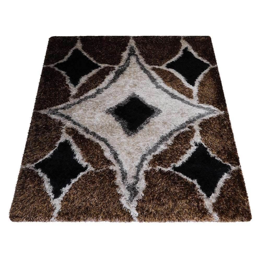 Hand Tufted SHAG Polyester ECO-Friendly Area Rugs - 4'x6', Rectangle, Multicolor, Geometric Modern Design, High Pile Thick Handmade Anti Skid Rugs for Living Room K00044 4