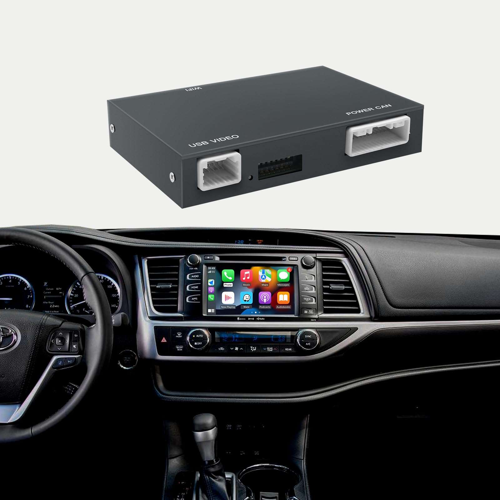 carultra Wireless Carplay Android Auto Adapter for Toyota with Entune2.0 2014-2019, Fits for Tundra/Highlander/RAV4/Tacoma/Camry/Corolla/Avalon/Prius/CH-R/Sienna 1