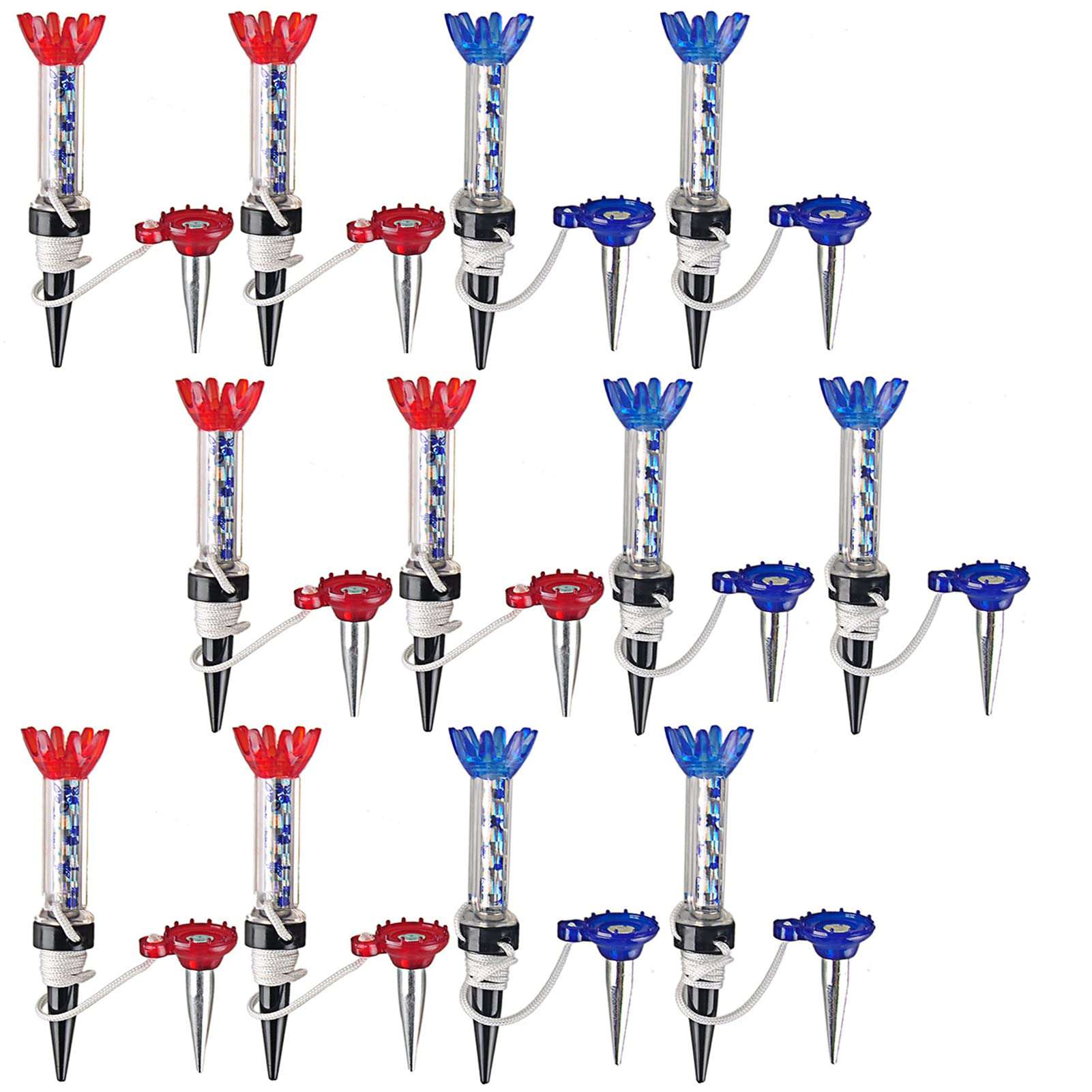 VEASAERS Golf Tees Unbreakable Plastic Magnetic 80 mm Long Bulk Reusable 4/8 Pack Blue Red Flexible Magnet Tee Lift Step for Men Women Practice Training Set (12 Pack) 1