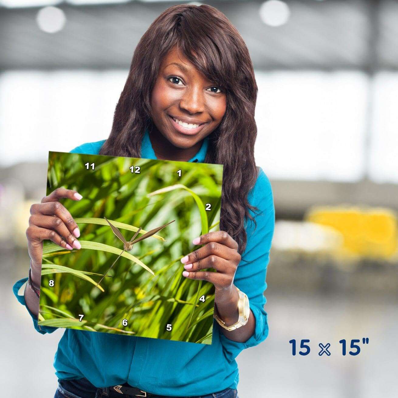 3dRose Wall Clock Silent - 15 inch - Blades of Green Grass. Joy of Spring Season - Alexis Photography - Nature Grass 5