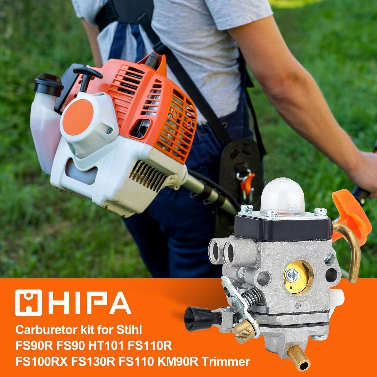 Hipa FS90R Carburetor for STIHL FS90 HT101 FS110R FS90 KM110R FS100RX KM90R FS110 FS 90R HT 101 FS 110 FS 110R FC90 HT131 HL100K HL100 FS100 HT100 FS87 HL90 Trimmer C1Q-S174 3