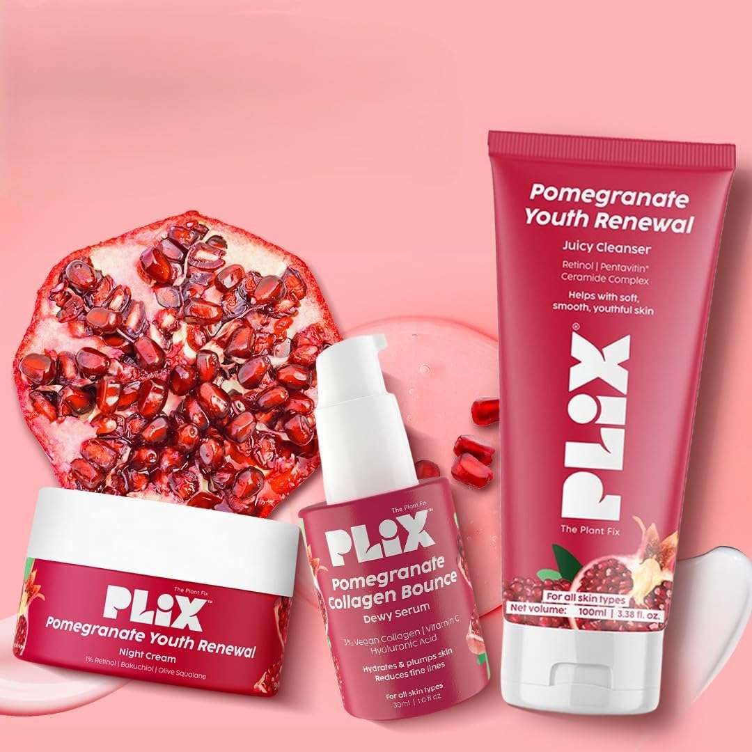Plix Pomegranate Youth Renewal Night Care Combo with Juicy Cleanser, Youth Renewal Serum & Retinol Night Cream | Fine Lines, Wrinkles & Hydration 6