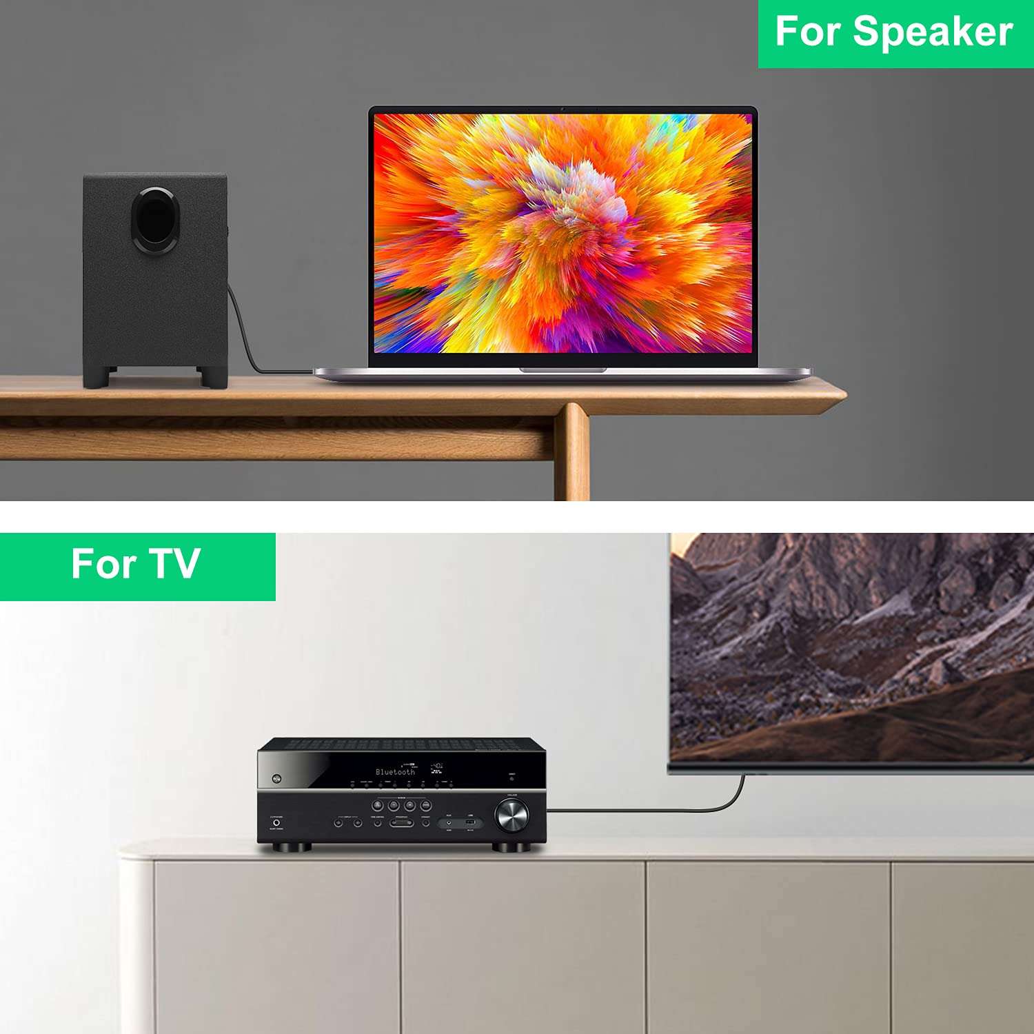 J&D RCA to Aux Adapeter RCA to 3.5mm Female Cable, RCA Cable Gold Plated Copper Shell Heavy Duty 3.5mm Female to 2 RCA Male Stereo Audio Adapter Cable, 15 Feet 5