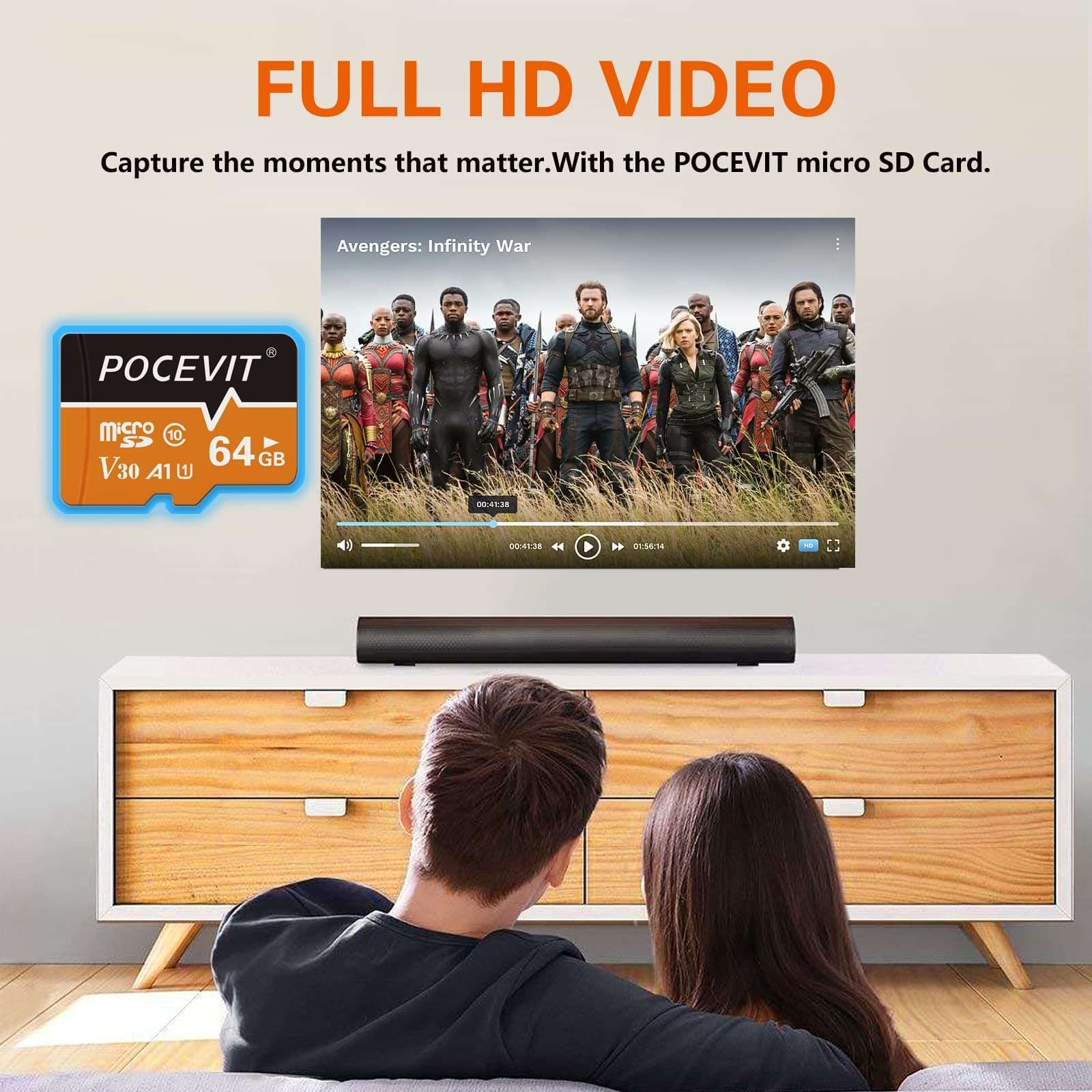 POCEVIT 64GB Micro SD Card | microSDXC Memory Card | SD-Memory-Card Up to 80MB/s, A1, U1, Class10, V30, UHS-I, High Speed TF Card 6