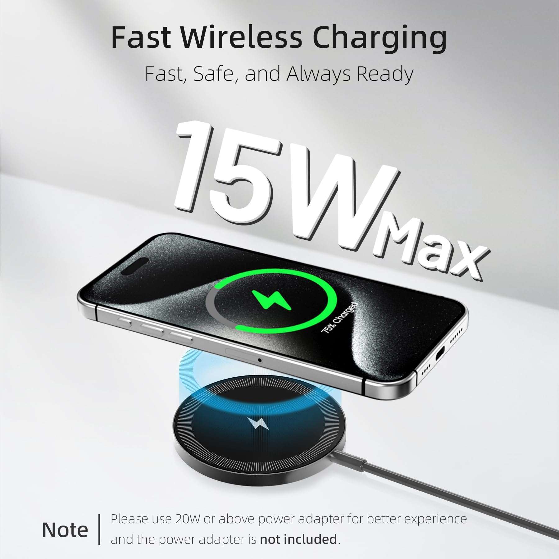3-Pack for Magnetic Wireless Charging Pad: 15W Qi Magnetic Portable for Apple Fast 4