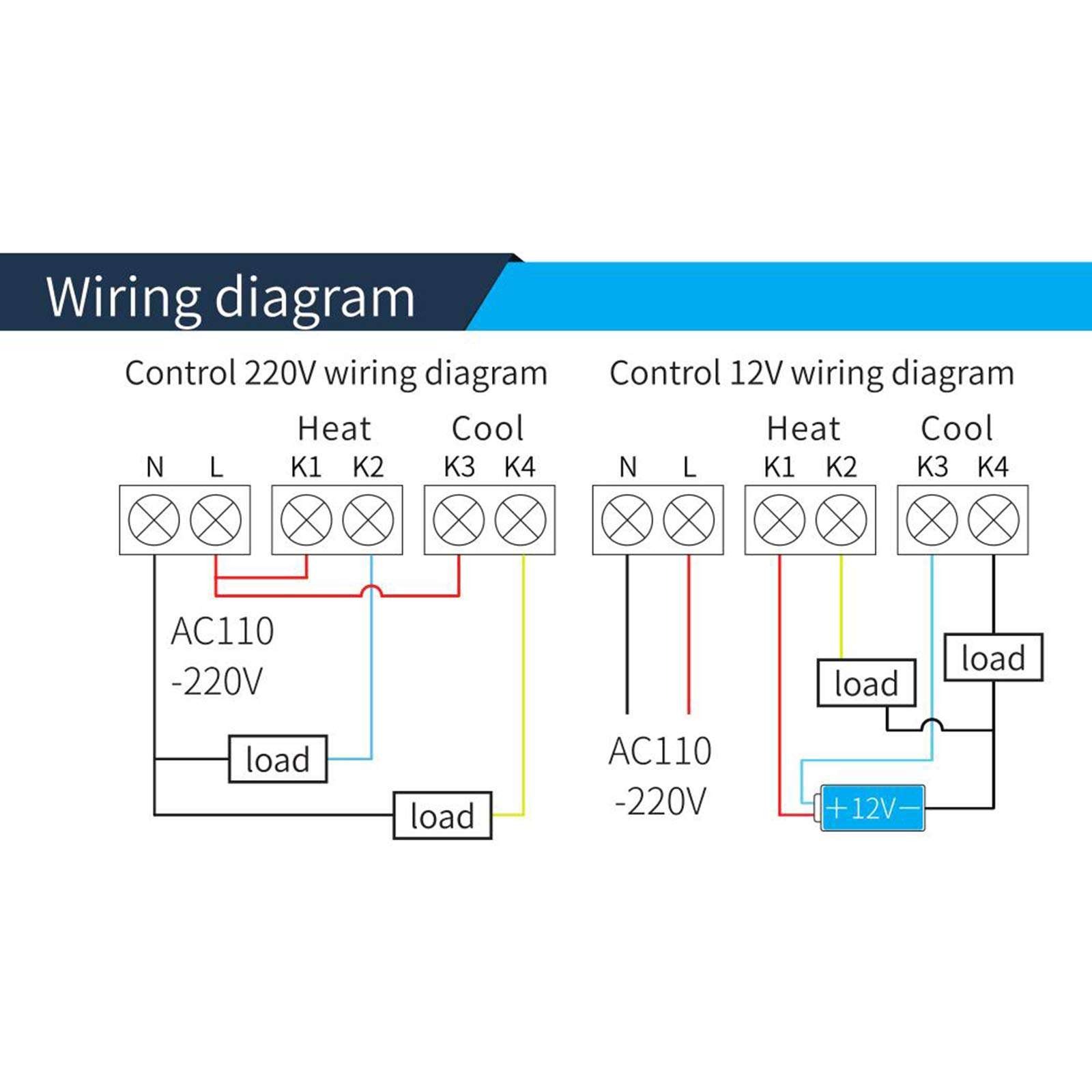 Milue Model W1211 Temperature Regulator Incubator Thermostat Temperature Controller for Bird Termostato Aquario Car Aquarium Cooling Heating - Flame Retardant ABS Shell 3