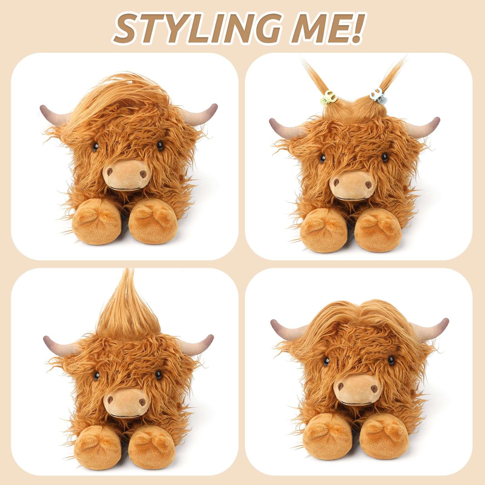 Highland Cow Stuffed Animals, Microwavable Stuffed Animals Heating Pad for Cramps, Pain Stress Relief, Heatable & Coolable Lavender Scented Cow Plush Toy for Anxiety, Women Kid Bedtime Highland Cattle 5