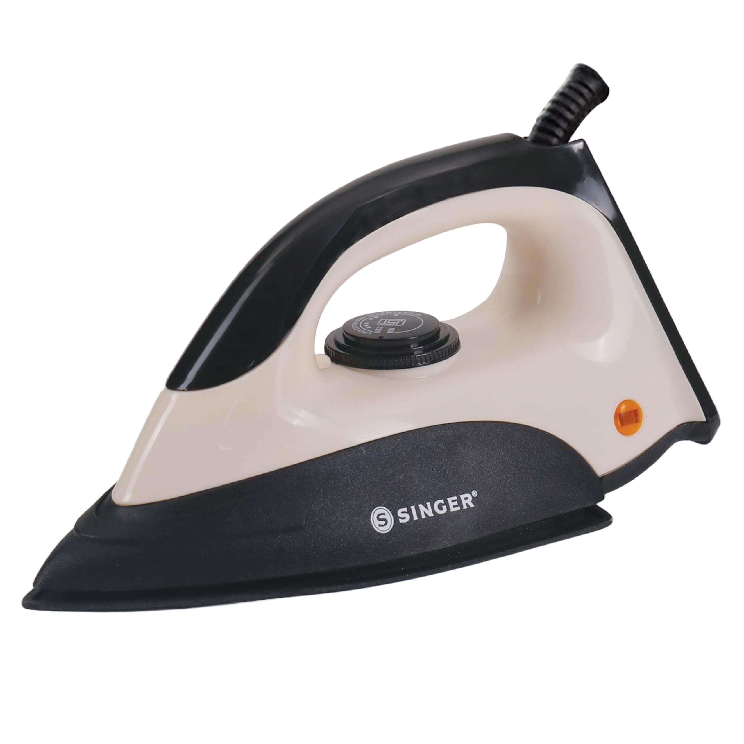 SINGER Auro 1000 Watts Dry Iron | Bigger Sole Plate for Faster Ironing | Uniform Heating with U Shaped Element | Adjustable Temperature Control | 2 Year warranty【 Beige-Black 】