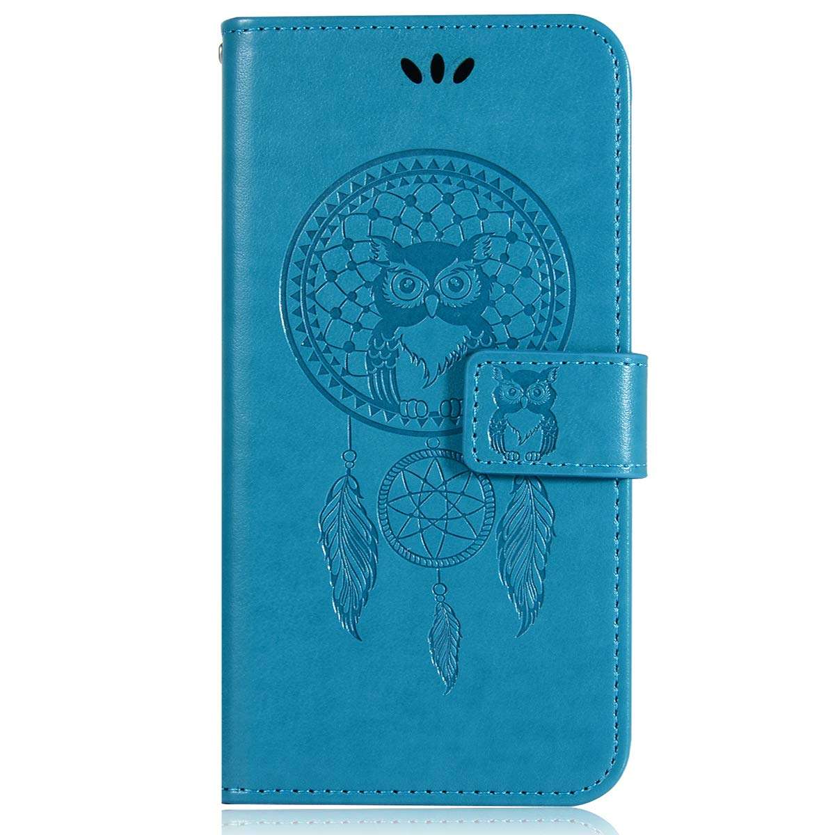 Sidande for Galaxy J2 2018 2019 / J2 Core Case, for Galaxy J2 Shine / J2 Dash / J2 Pure Case, [Wrist Strap] Owl PU Leather Wallet Flip Phone Case Cover with Card Slots for Samsung Galaxy J260 Blue 6