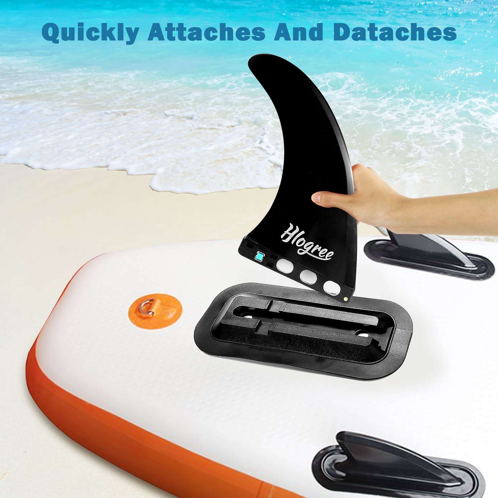 HLOGREE 9'' SUP Fin,9 INCH Surf & SUP Single Center Water Fin Quick Release DetachableStand up Paddleboard Fin - Free No Tool Fin Screw Replacement for Longboard Surfboard Stand-Up Paddleboards -Black 4