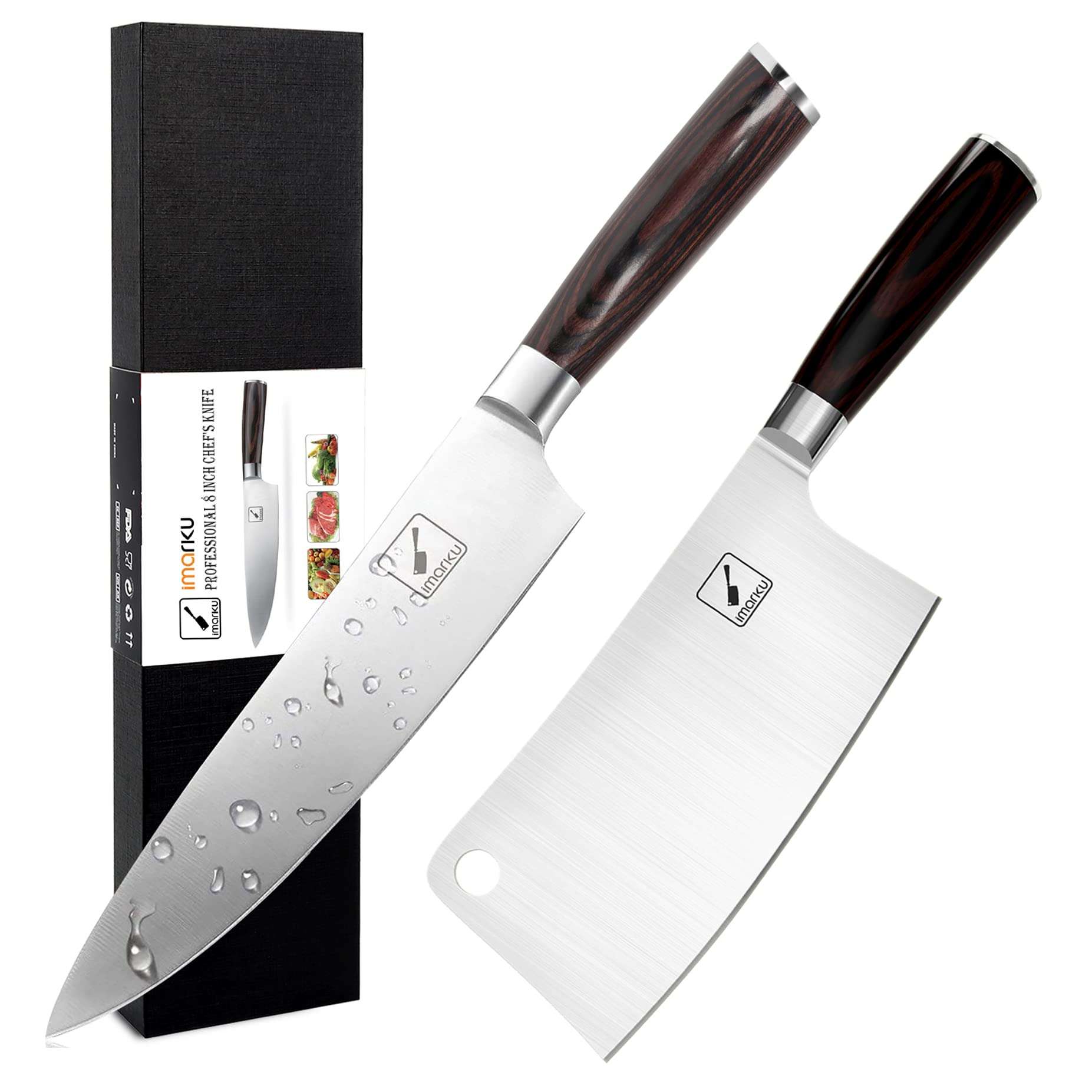 imarku Cleaver Knife and Chef Knife, SUS440A Japan High Carbon Stainless Steel Kitchen Knife with Ergonomic Handle, Ultra Sharp, Useful Kitchen Gadgets for Home and Restaurant 1
