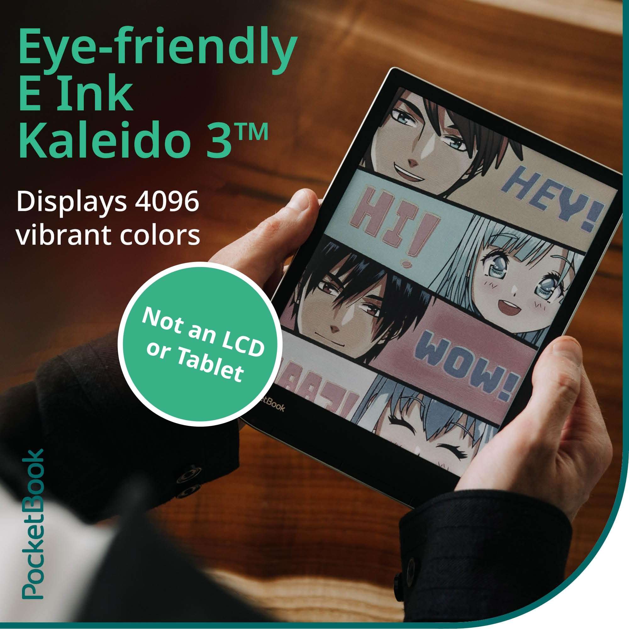 PocketBook InkPad Color 3 E Ink E-Reader 32GB - Enhanced 7.8'' Color E-Paper Display-Eye-Friendly Audio-Book & E-Book Reader-Text-to-Speech-SMARTlight, Bluetooth, Built-in Speaker-Waterproof 2