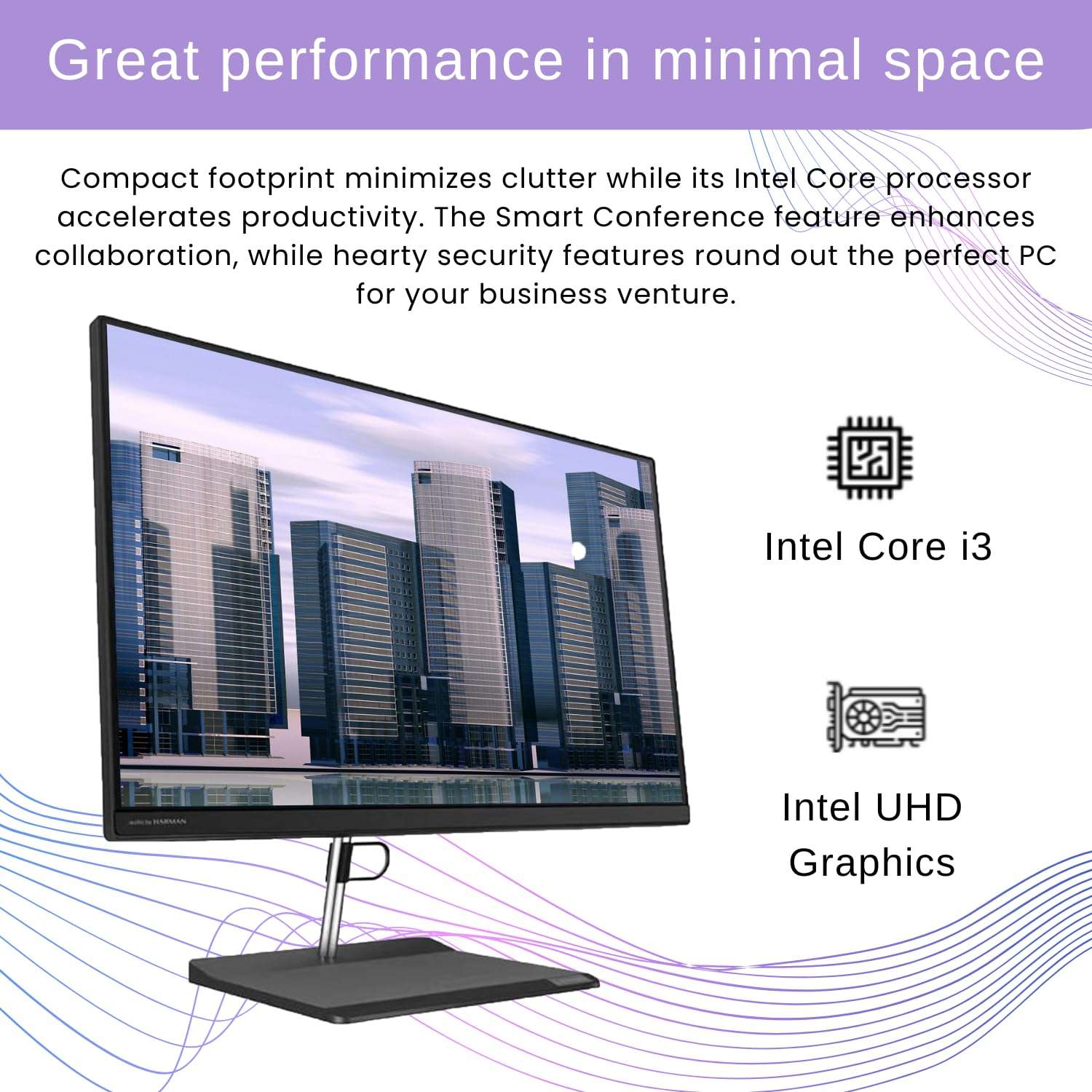 Lenovo V30a 21.5" FHD Business All-in-One, Intel Core i3-1005G1, 16GB RAM, 256GB PCIe SSD, SD Card Reader, DVD-RW, Wired KB & Mouse, HDMI, Wi-Fi, Bluetooth, Webcam, Windows 11 Pro, Black 3