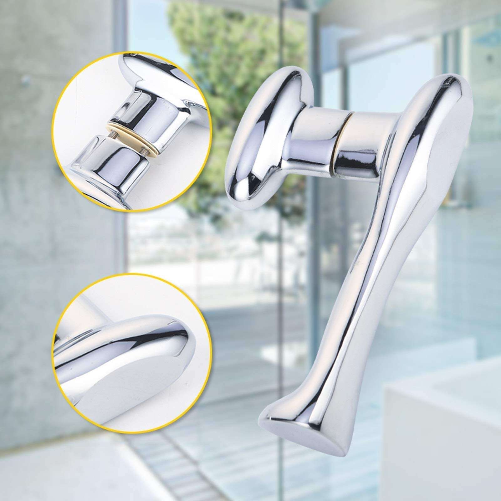 Dpprdl Replacement Small Glass Door Handle for Bathroom or Kitchen, 304 Stainless Steel Pull Push Single Door Handles 2