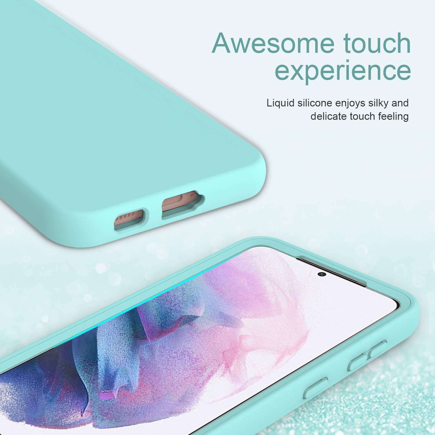 PULEN Samsung Galaxy S30 Plus Case with Screen Protector [1 Pack],Rugged PC Front Cover + Soft Liquid Silicone Non-Slip Back Cover Shockproof Full-Body Protective Case (Green) 6