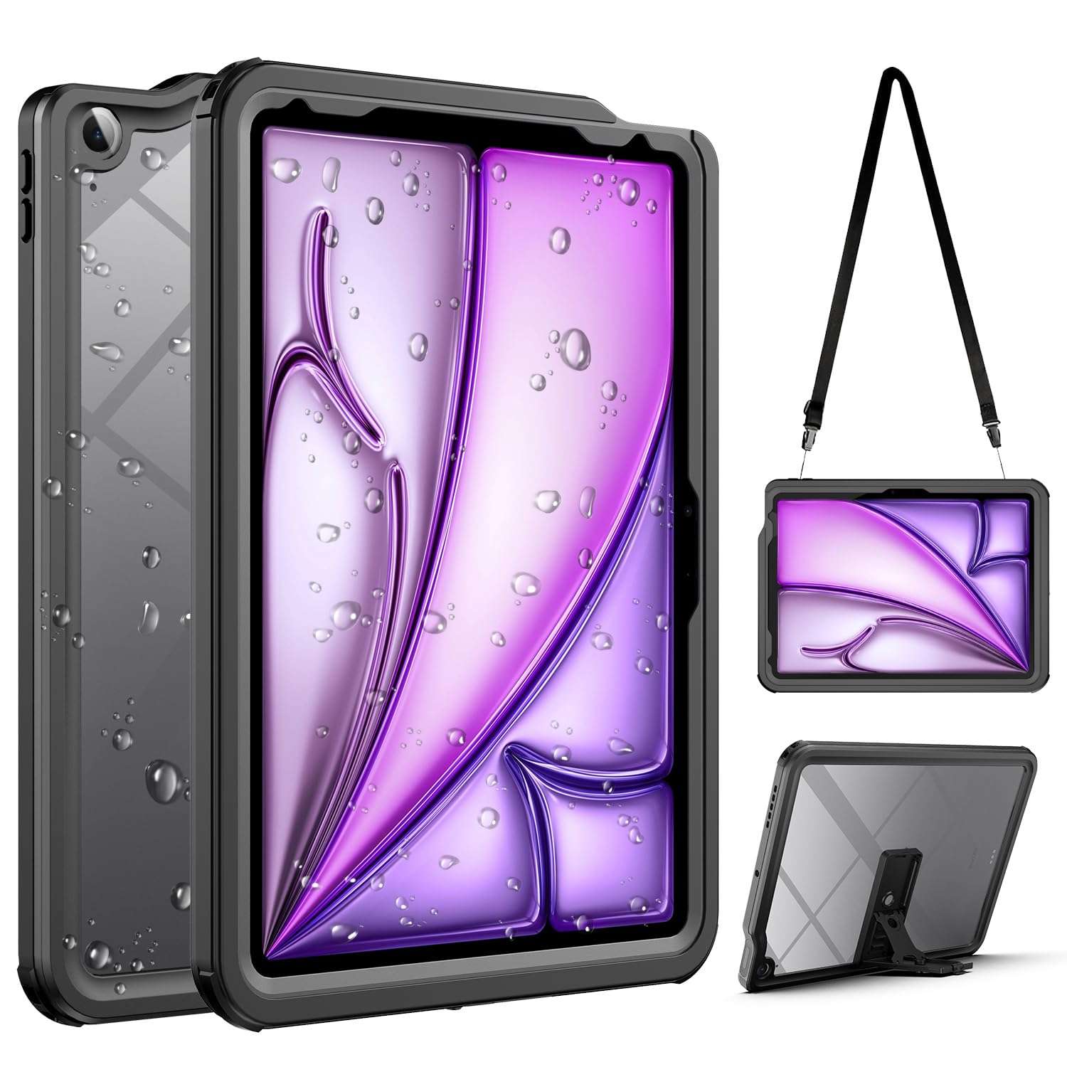 Waterproof Case for iPad Air 11 Inch Case 6th Generation M2 2024,Built-in Screen Protector/Kickstand/Full-Body Shockproof Protective Cover for iPad Air 6th/5th/4th Gen (11/10.9 Inch, 2024/2022/2020) 1