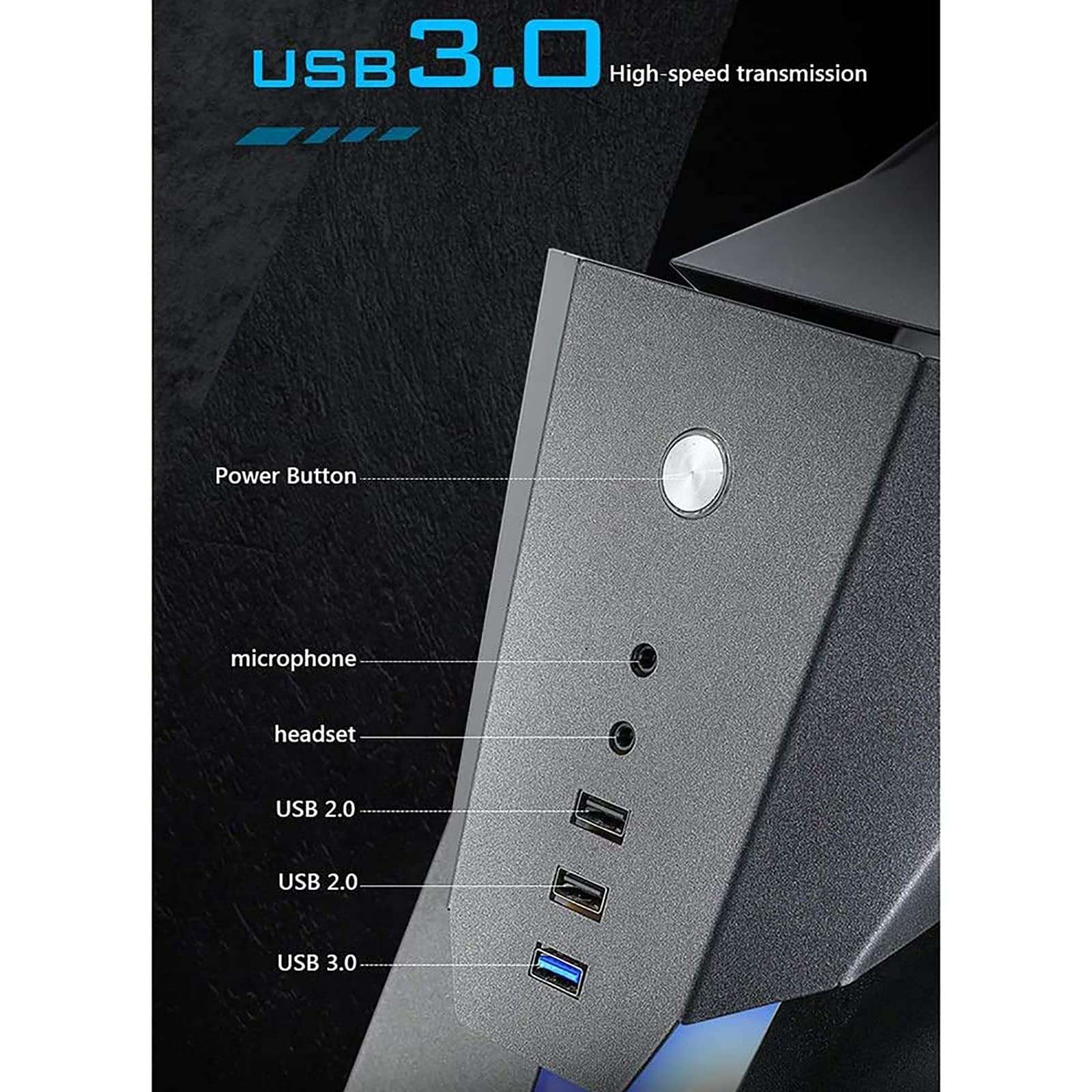 ATX Gaming Case - Micro ATX PC Case/ATX Computer Case- Mid Tower -Tempered Glass - Fan and Water Cooling Support (Color : Black) 6