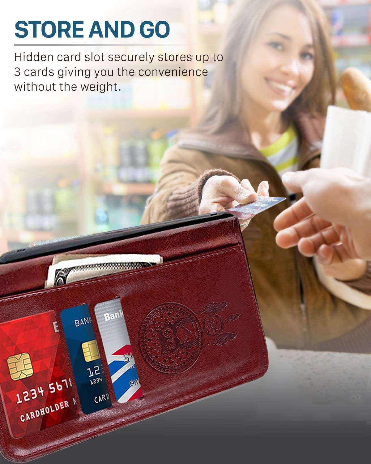 sidande for LG K40 Case, for LG K12 Plus Case, for LG X4 2019 Case, [Wrist Strap] Luxury PU Leather Wallet Flip Protective Phone Case Cover with Card Slots and Stand for LG K40 Phone (Brown) 6