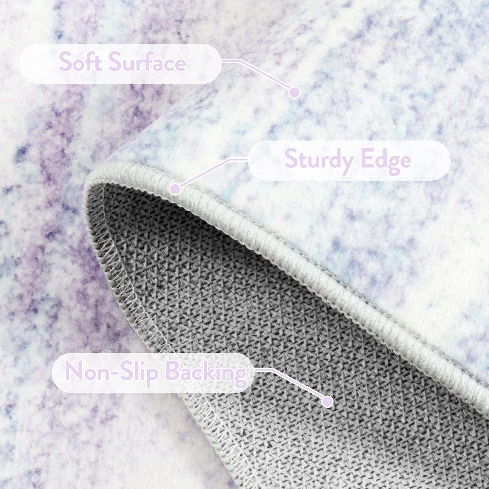 LIVEBOX Washable Runner Rug 2.5x8 Lavender, Purple Non-Slip for Bedroom, Soft Low-Pile Long Hallway for Indoor, Ultra-Thin Modern for Back Door 4