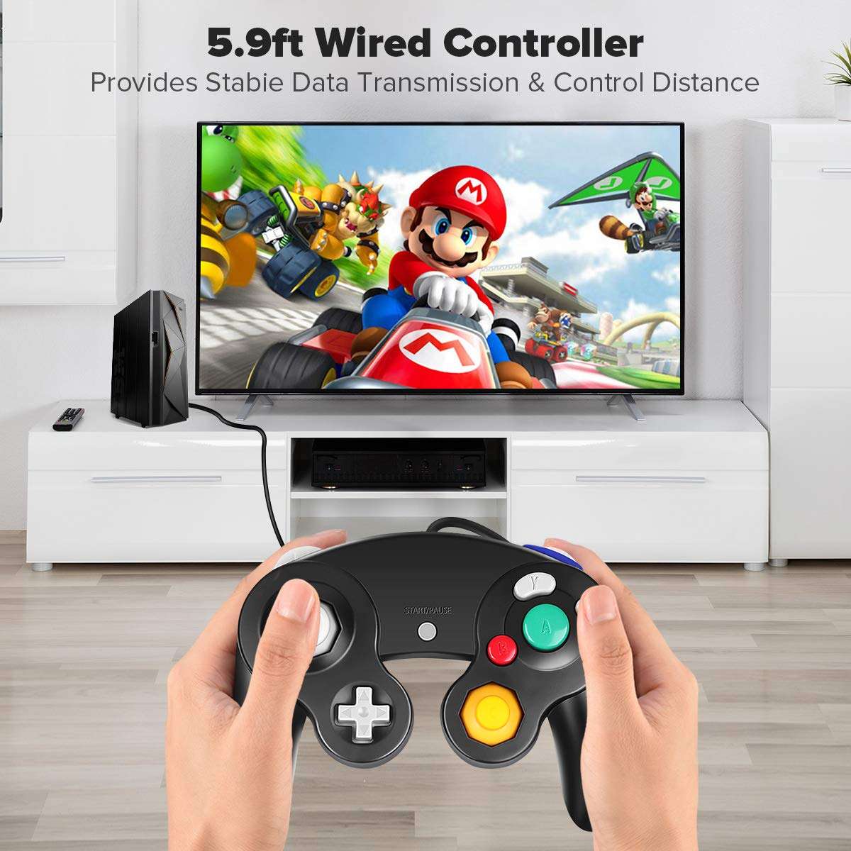VOYEE PC Controller, Replacement for Gamecube Controller, Compatible with Wired USB Gamecube Controller/PC Windows 7 8 10 (Black) 6