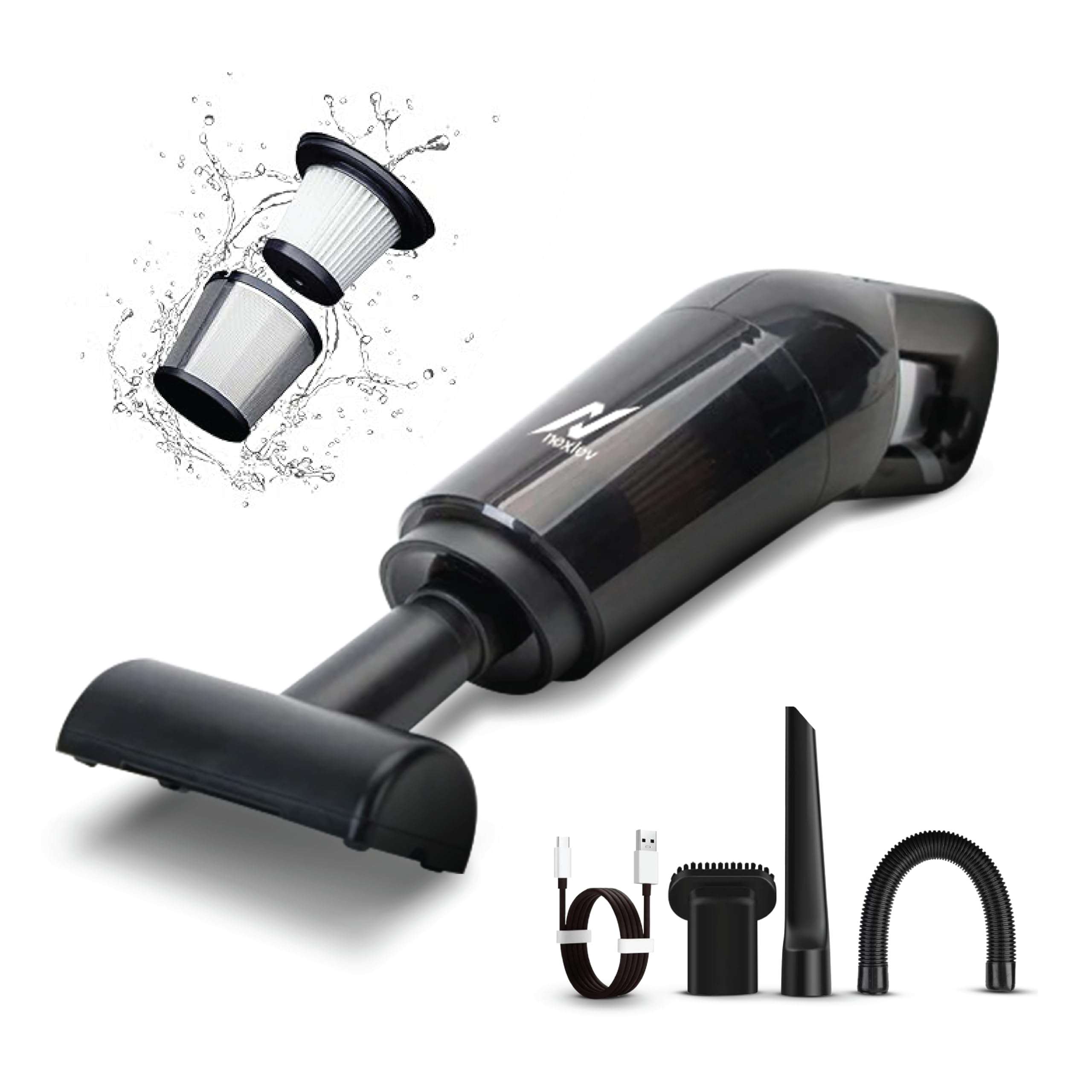 NexLev Cordless Vacuum Cleaner|HEPA with Stainless Steel Cover|6000 mAh|Copper Motor| Rechargeable Type C|Ideal for Home, Office & Car Use|Compact & Portable|Dust & Pet Hair Remover|3 Attachment|VC-02 1