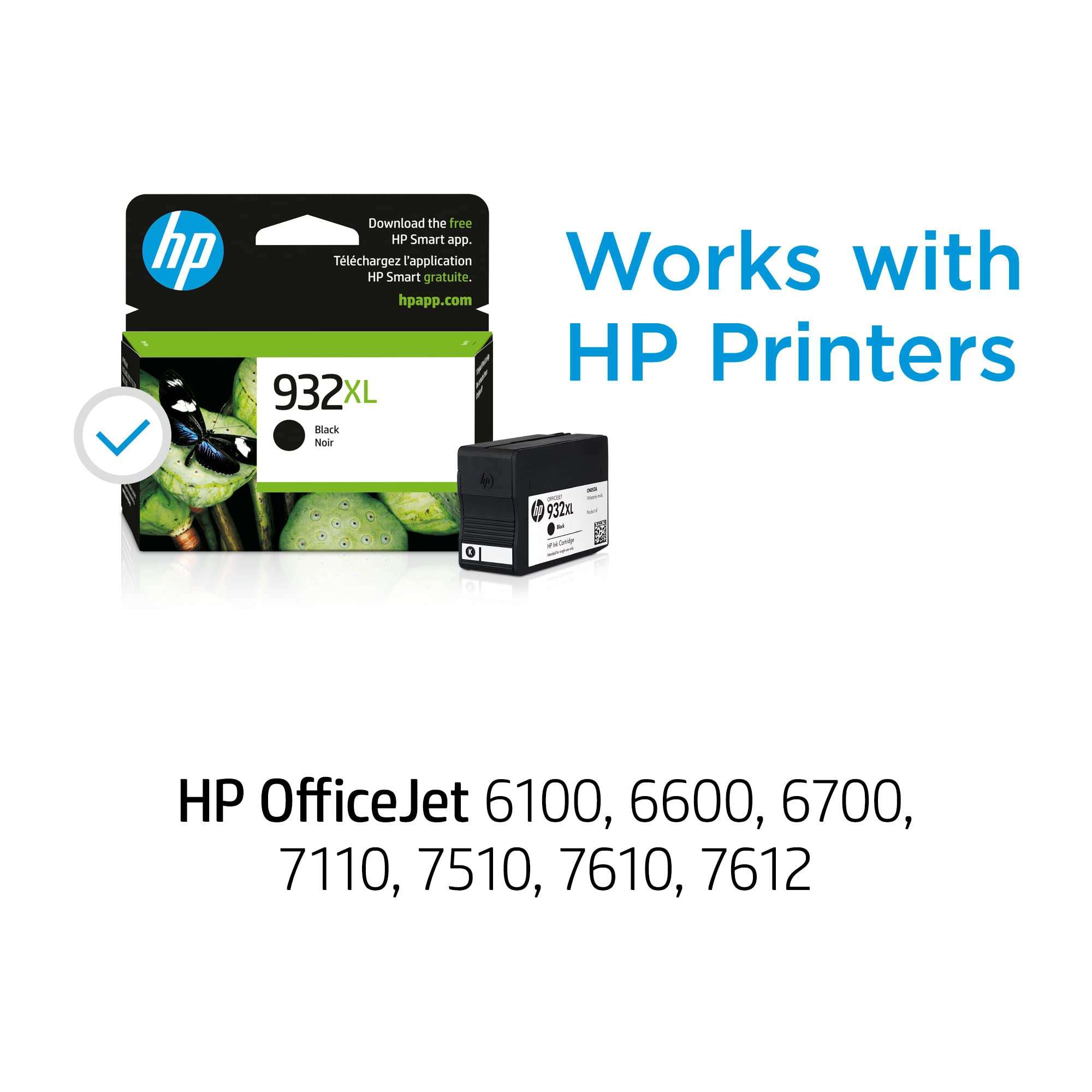 HP 932XL Black High-yield Ink Cartridge for HP Printers | Works with Printer Series: OfficeJet 6100, 6600, 6700, 7110, 7510, 7610 | CN053AN 2