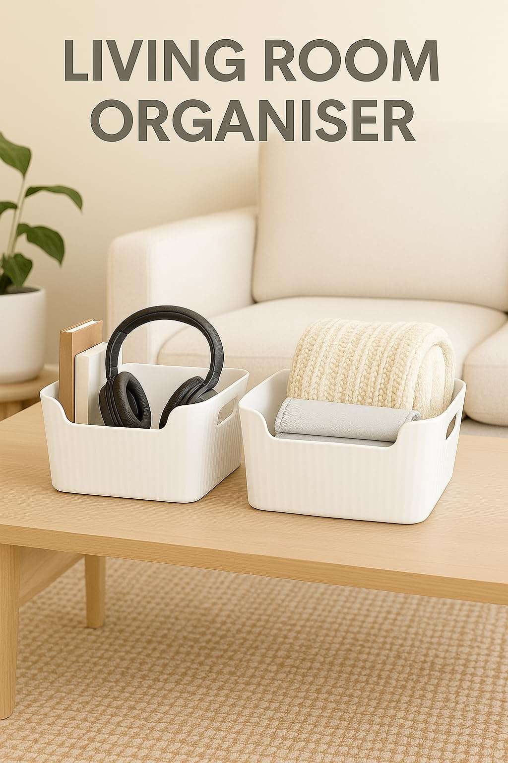 Zuku Storage Box Basket for Storage Plastic Organiser for Storage Bathroom Storage Box Small Plastic Organiser Bathroom Basket Boxes for Toys,Cosmetic,Accessory (White,3Pcs) 3