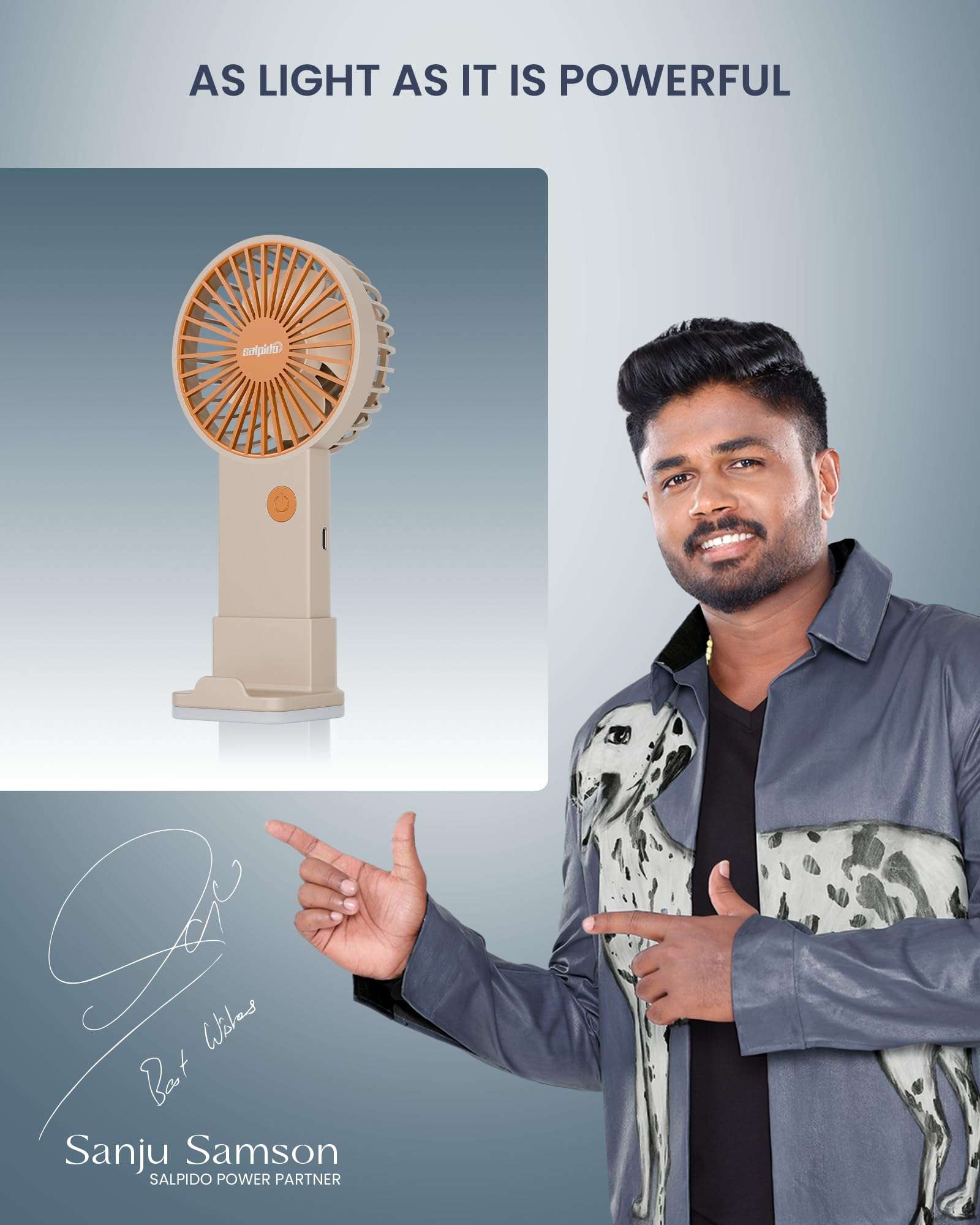 Salpido Mini Portable Handheld & Desktop Fan with Phone Holder, 3-Speed Adjustment, Type-C Charging (Cable Included), Silent Compact Travel Fan for Office, Desk, Home & Outdoor Use (SAL-TF01 - White) 5