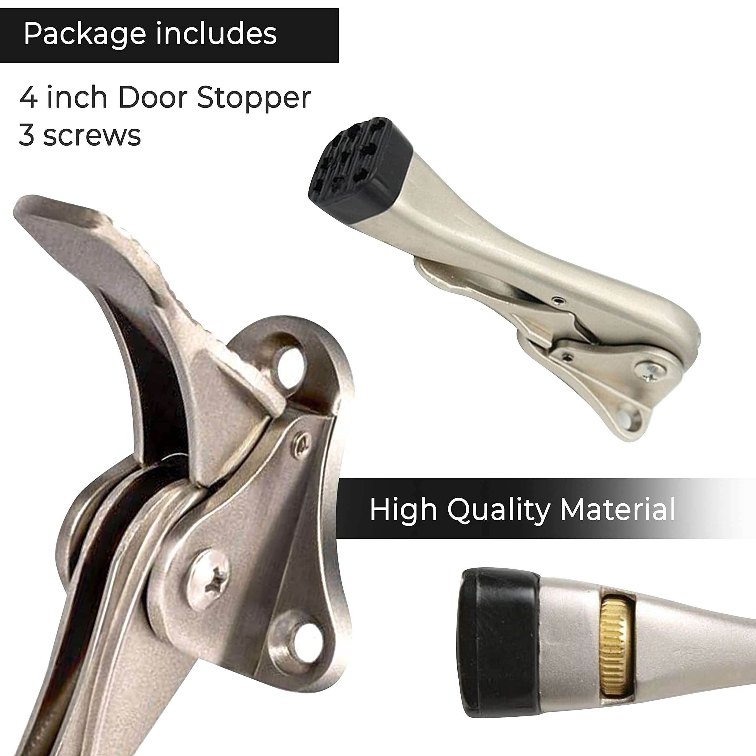 Easy Pedal Kick Down Door Stop Stopper Easy Step Door Kick Doorstop,Premium Quality,Height-Adjustable Rubber Foot,4 Inch 4