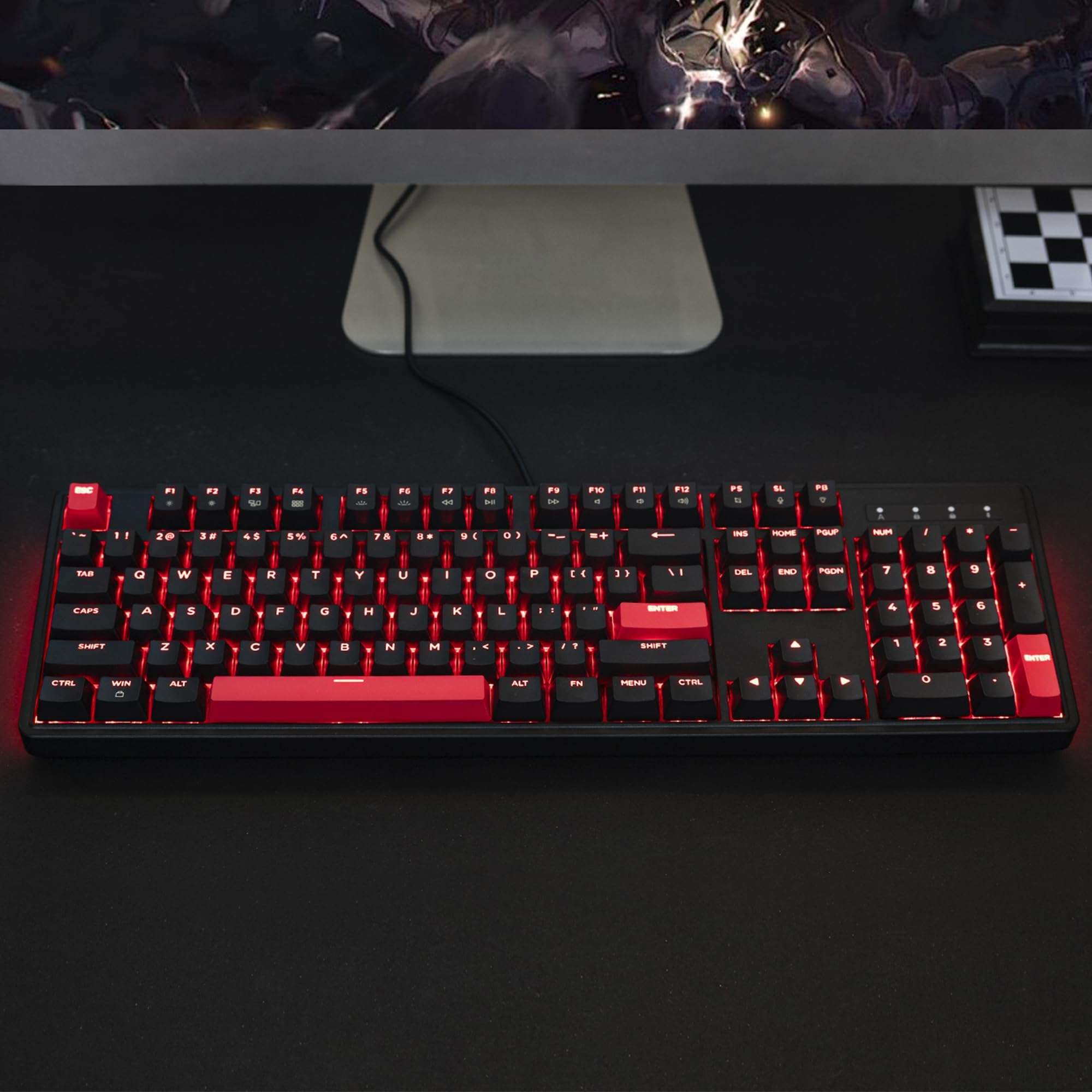 LEMOKEY X3 Wired Mechanical Gaming Keyboard, 100% Layout with QMK/VIA Programmable Keyboard, Red Switch，Red Backlit for Windows 5