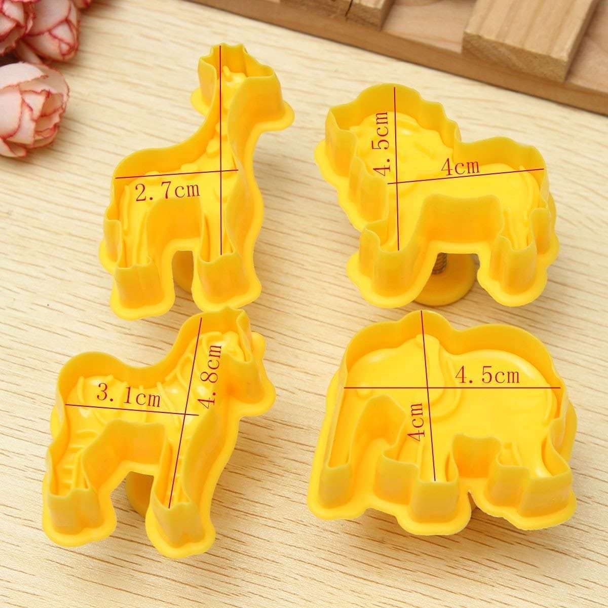 4Pcs/Set Plunger Cutters Fondant Cake Mould Biscuit Cookie Wild Animal Elephant Sugarcraft Decor Craft by Xiaolanwelc… (Cake Mould) 2