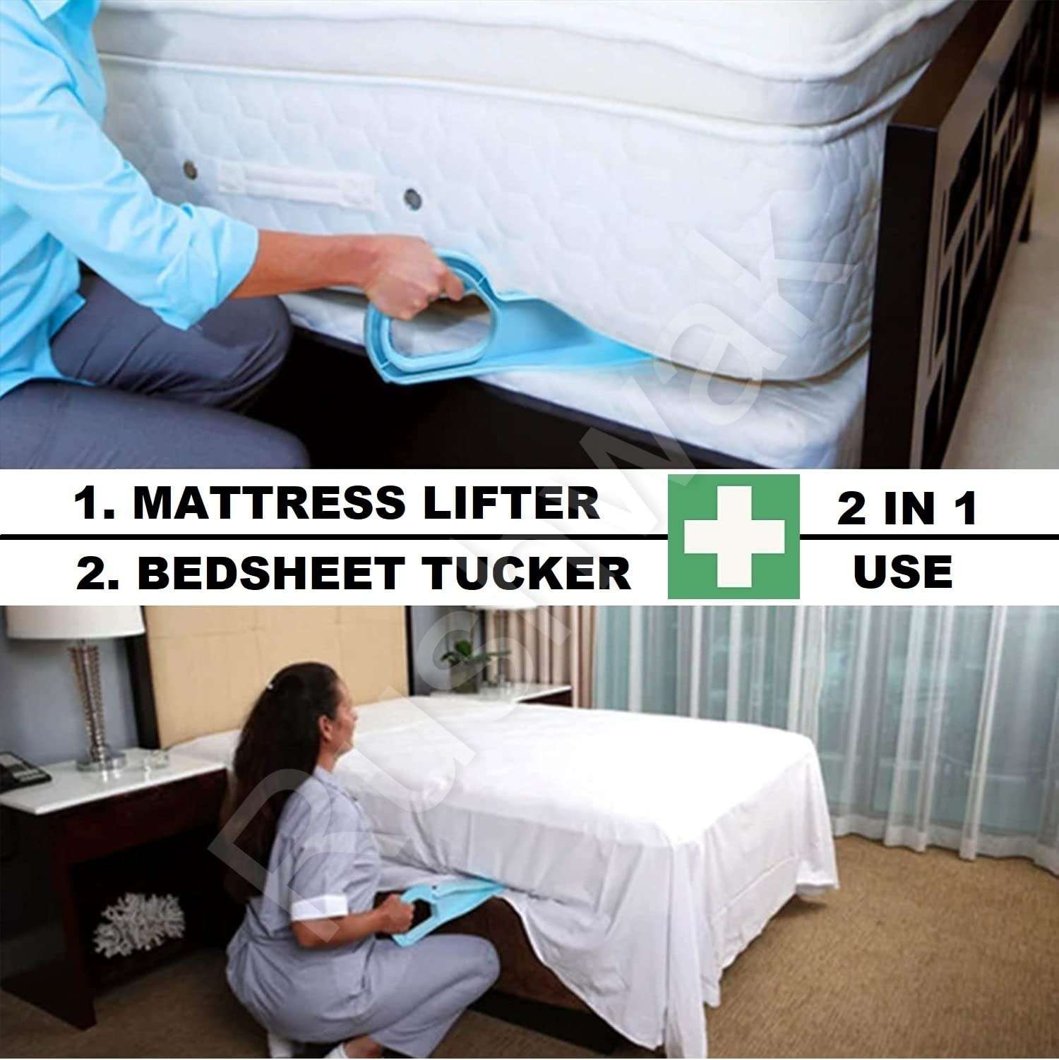 Plastic (Pack of 2) Mattress Lifter Tool 2 in 1 Bedsheet Tucker Tool Bedsheet Mattress Lifter Stand Bed Lifter Helps Lift and Hold Mattress Wedge Elevator Tool Bed Making Tool Bed Tucker Tool 3