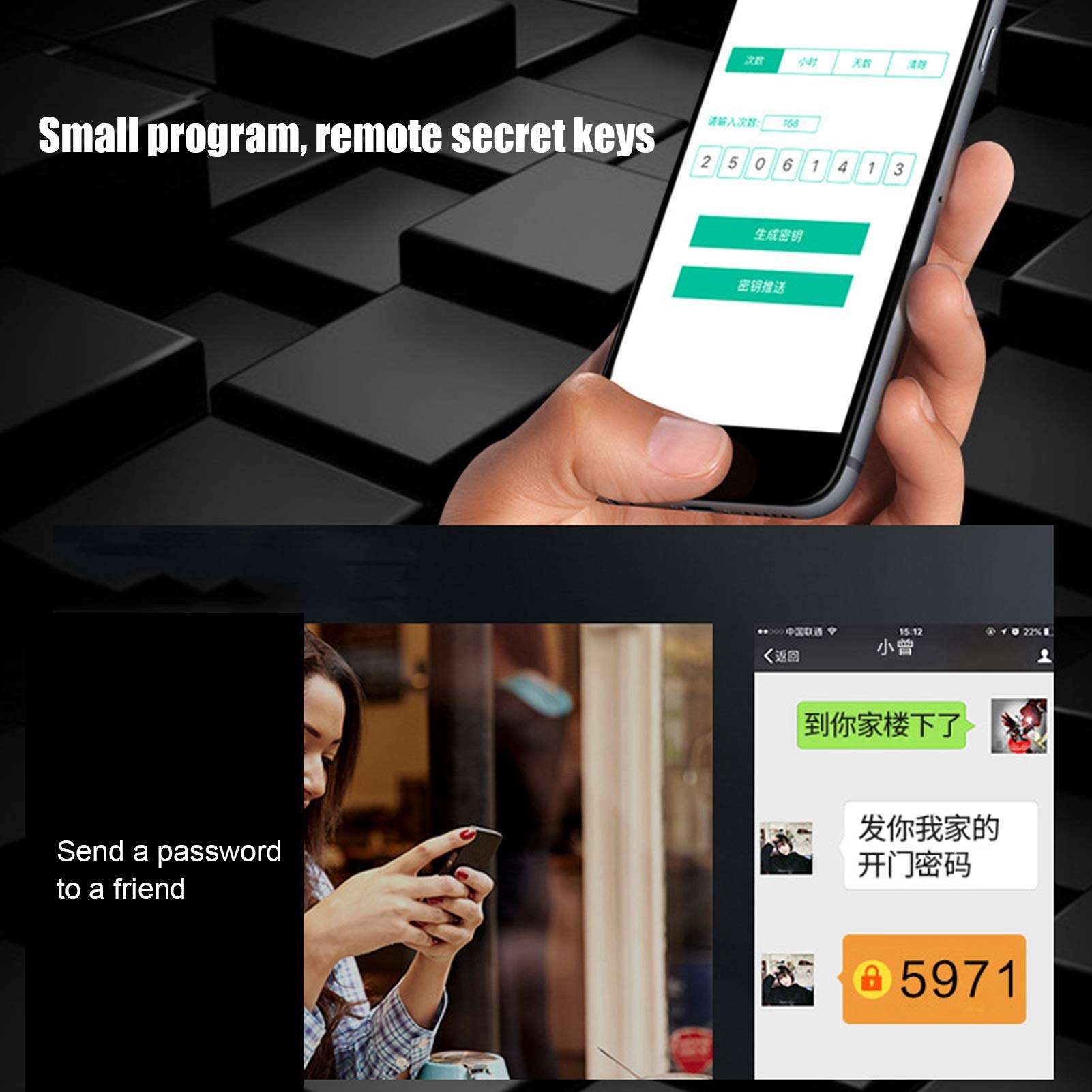 HONG Fingerprint Smart Door Lock, Five-in-one Entry Front Door Lock Biometric Room Door Lock Fingerprint Induction Digital Deadbolt for Home, Hotel, Office, Interior Door 5