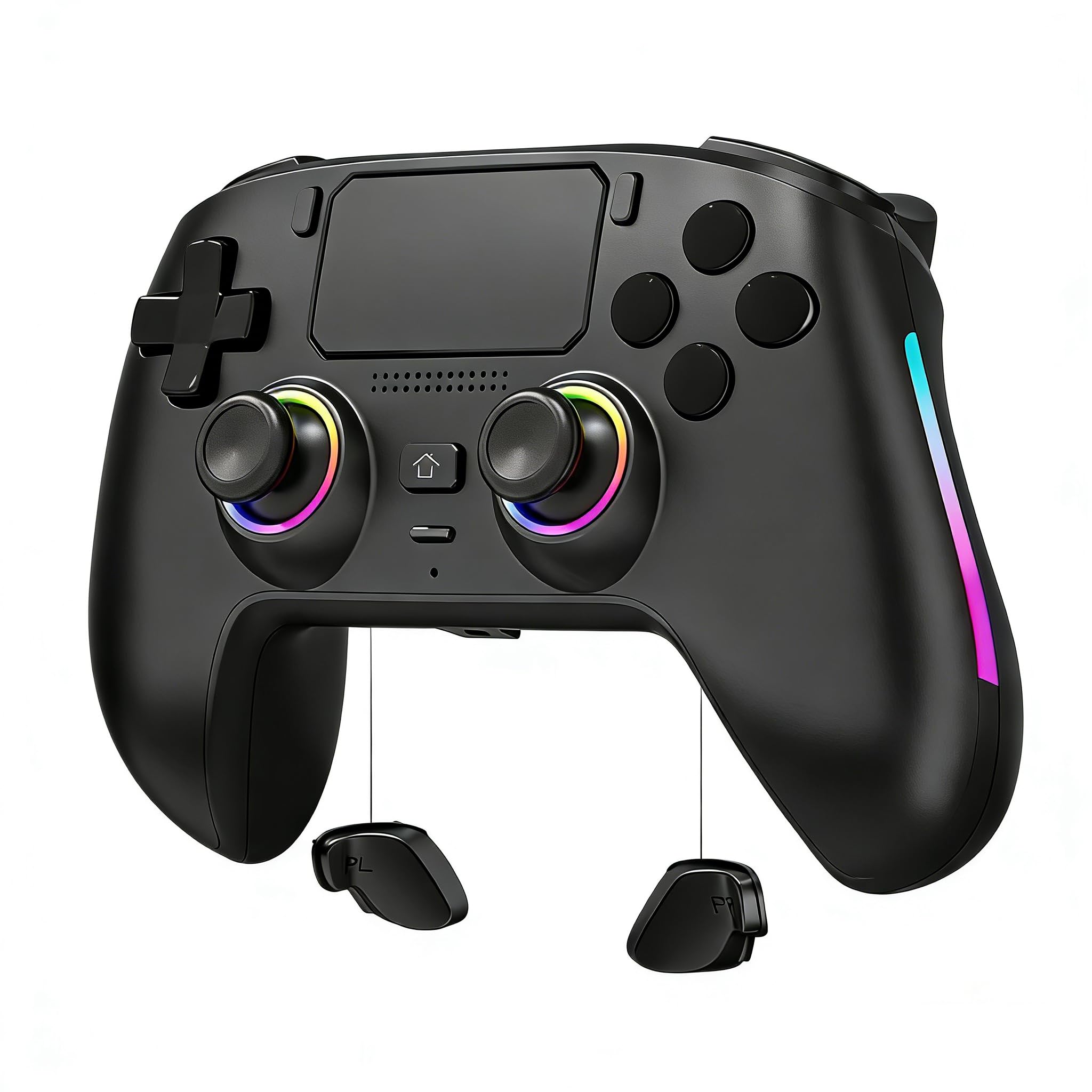 Wireless Pro Controller For PS5/PC/MAC/iOS/Android/Steam Deck, Gamepad with RGB Lights/Hall Effect Joystick Trigger/Vibration/switchable microphone/Programmable/Headset Jack/Touchpad/Replaceable Magnetic Panel (Black)