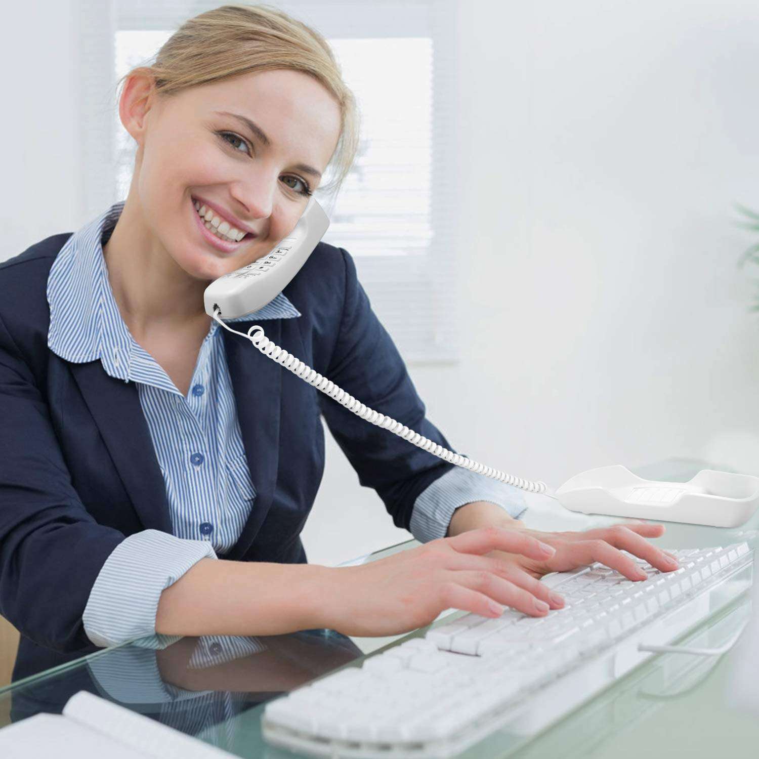 Ornin T112 Trimline Corded Telephone with Caller ID(Off-White) 4