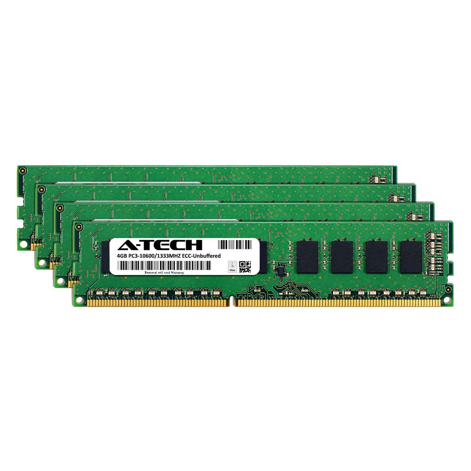 A-Tech 16GB Kit (4x4GB) Memory for Mac Pro Mid 2010 & Mid 2012 (MacPro5,1) | DDR3 1333MHz ECC Unbuffered DIMM PC3-10600 Dual Rank 2Rx8 1.5V 240 Pin RAM Upgrade 2