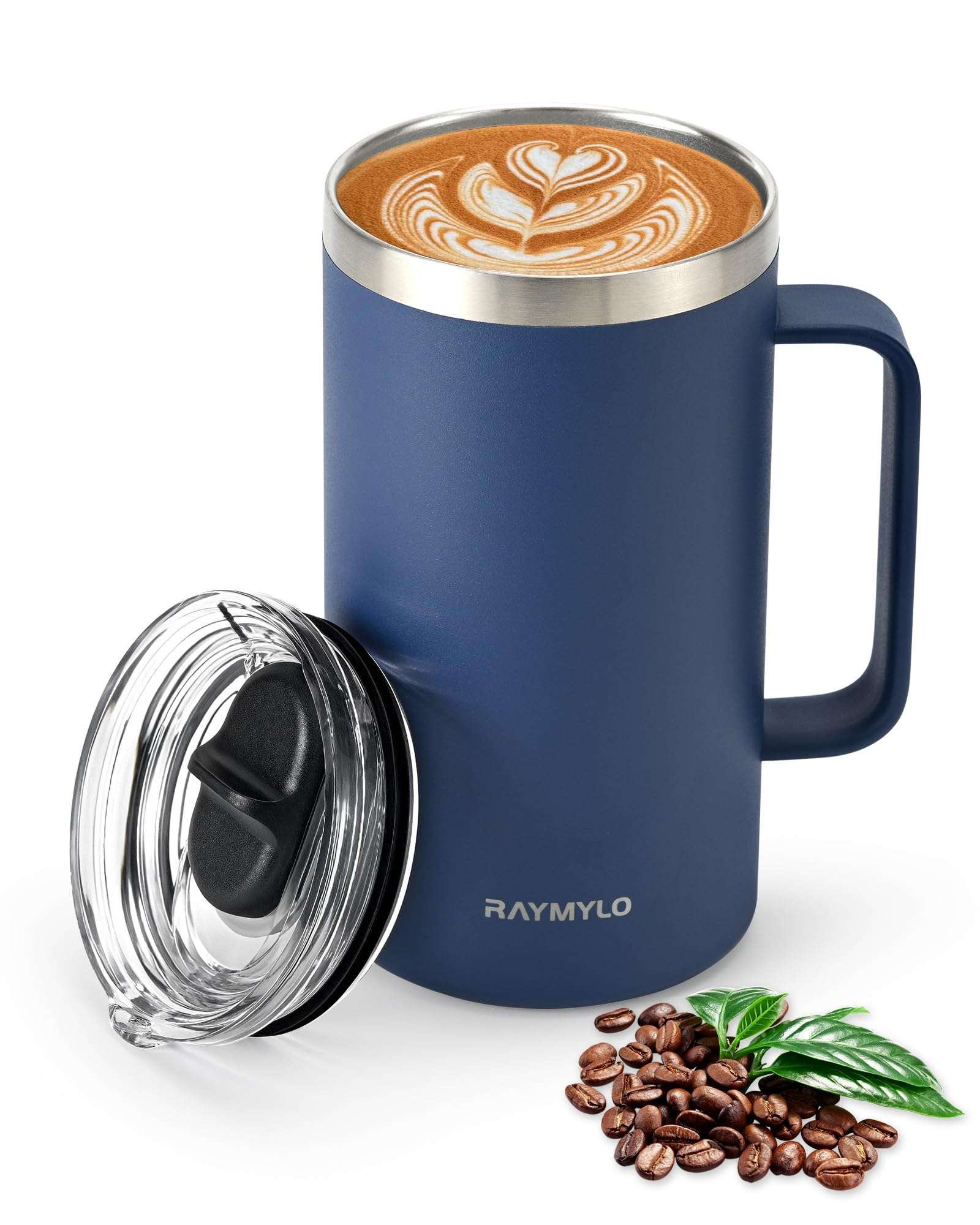 RAYMYLO Insulated Water Bottle 87oz (Navy Blue) + Insulated Coffee Mug 24oz (Navy Blue) 3