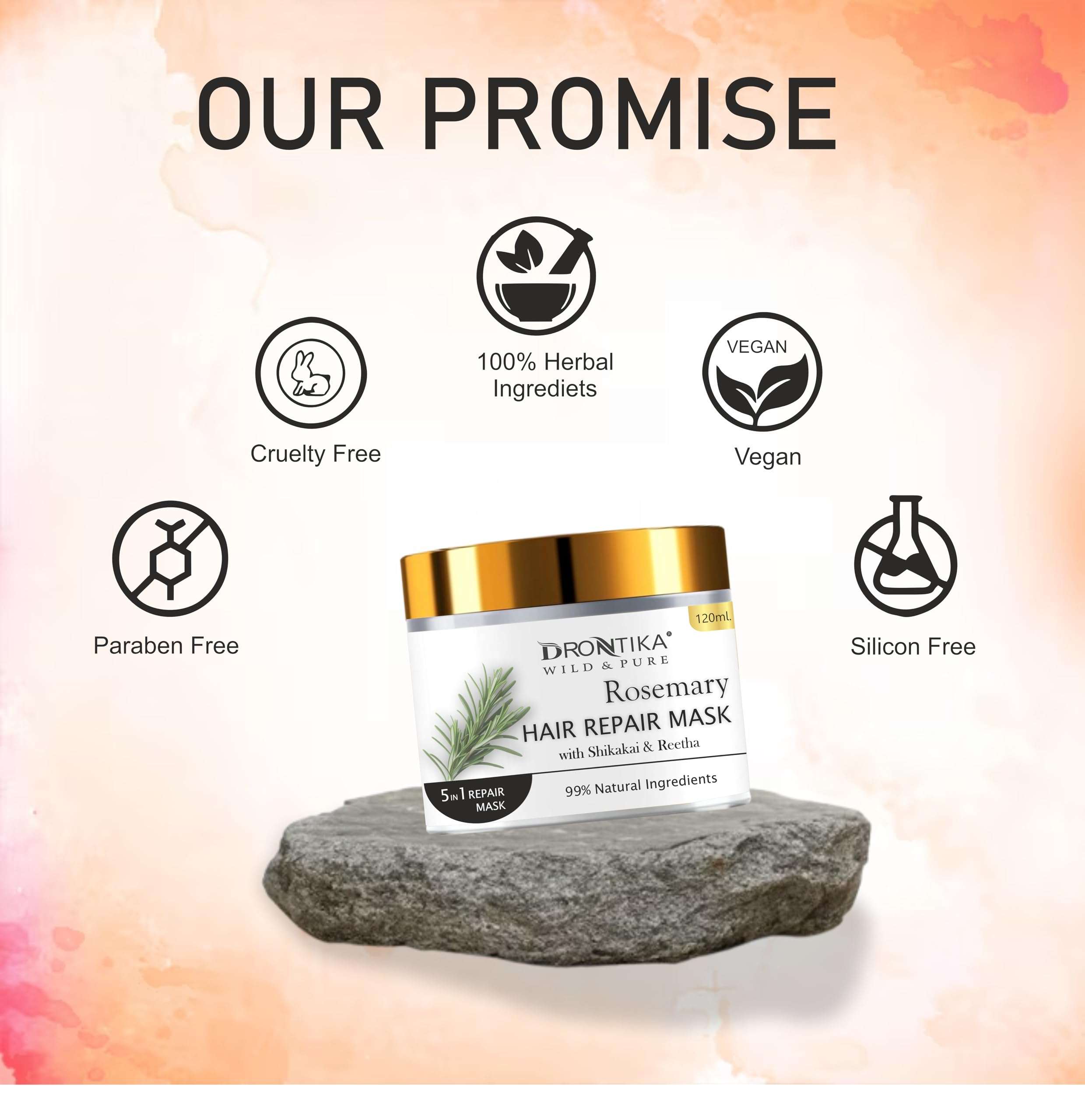 Drontika Wild & Pure Korean Rosemary Oil Hair Mask – For Dry & Frizzy Hair, Smoothening & Hair Fall Control | With White Fenugreek & Camellia – 120ml (1 Count) 4