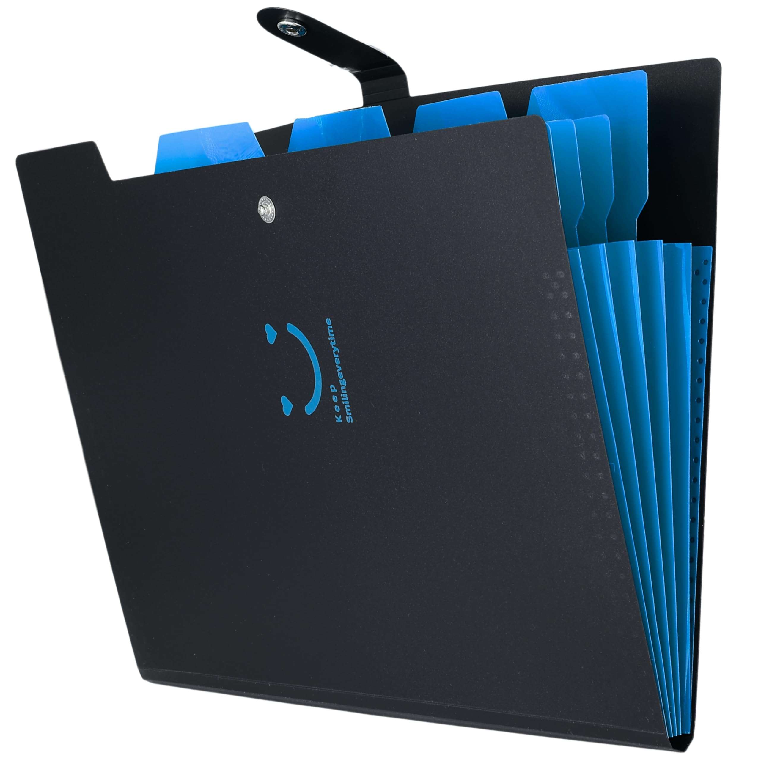 SPS 5 Pocket Expanding File Folder Smile Design - Fits A4 & Letter Size Document Organizer, Accordion File Folders, File Holder for Office, School & Home Use - Blue 5