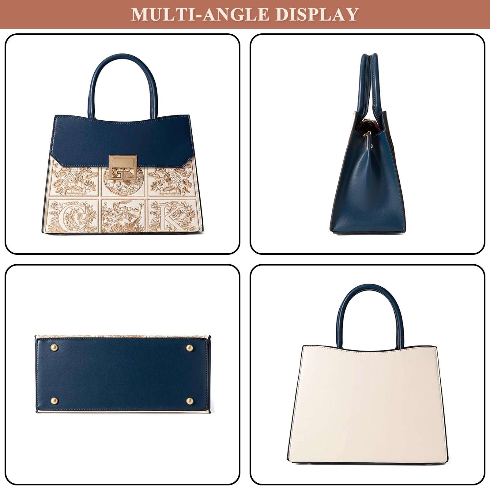 LANGSER Luxury Top Handle Shoulder Bag for Women PU Leather Embroidery Tote Crossbody Party Wedding Satchel Handbag and Purse 3