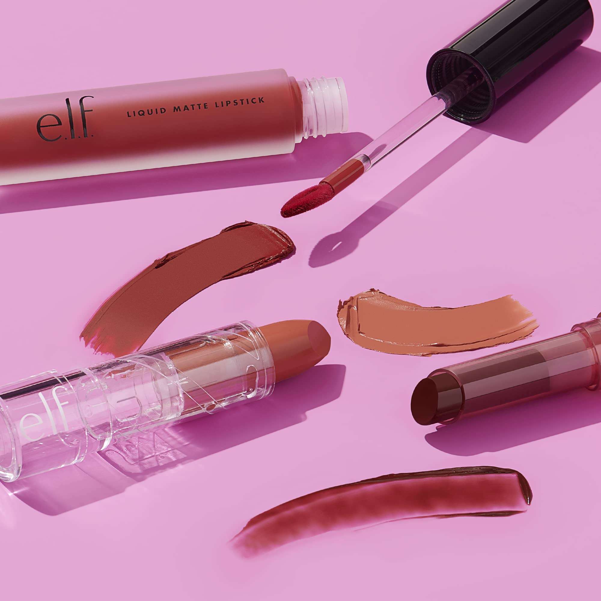 e.l.f. Cosmetics Liquid Matte Lipstick, Highly Pigmented, Quick Drying & Smudge Proof, Nourish & Soften, Diamond-Shaped Wand, Praline 6