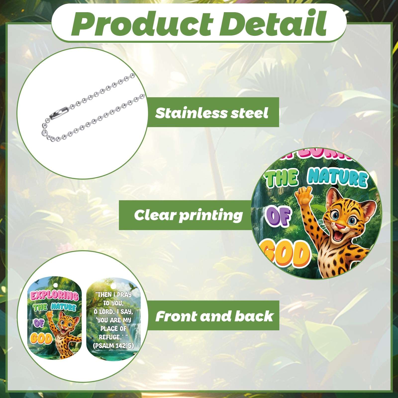 Otoolling 300 Pcs Rainforest Falls 2026 Tag Decorations VBS Exploring The Nature of God Kit with 24" Aluminum Safety Chains, Include 250 Tag and 50 Chain for Vacation Bible School Supplies 5