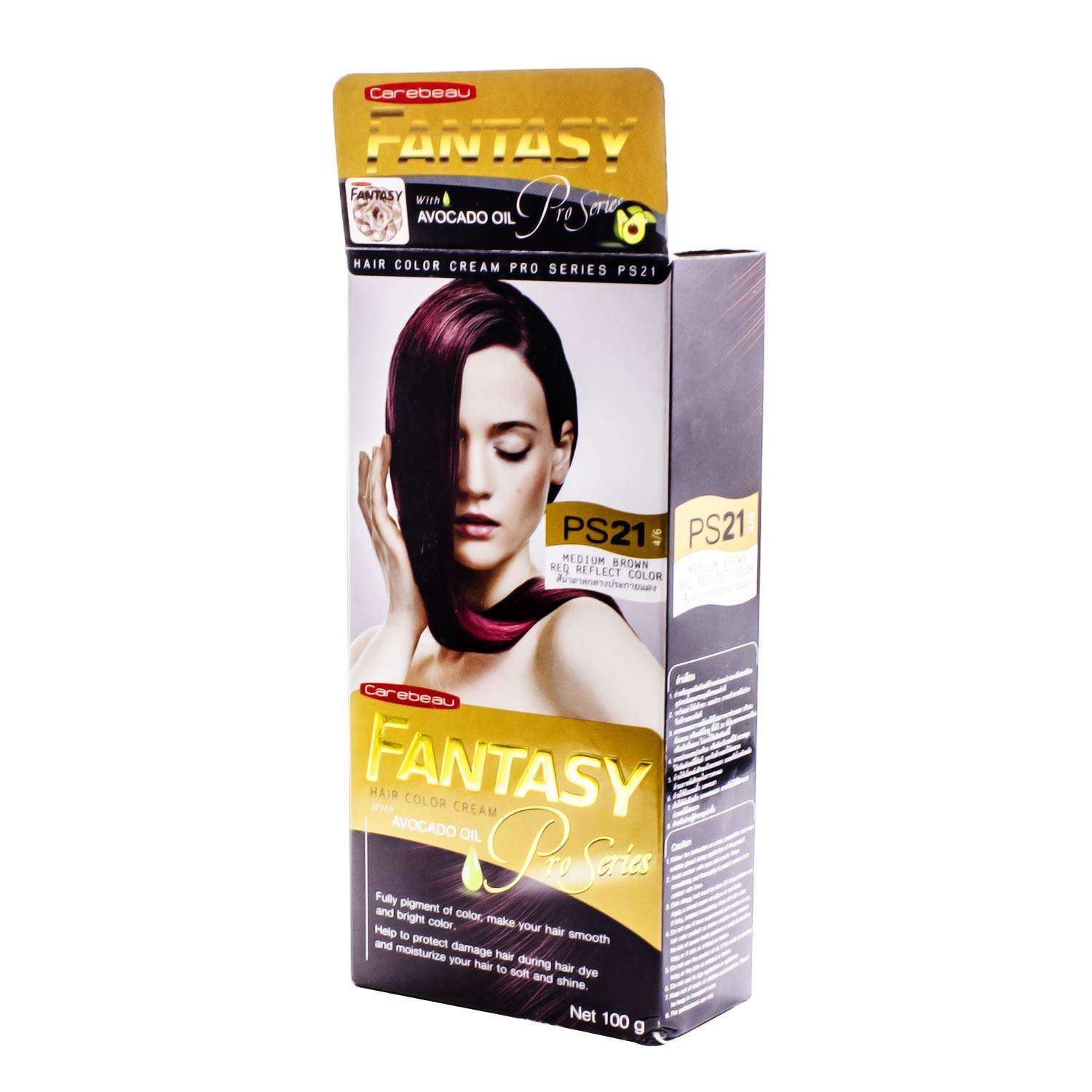 Carebeau Fantasy Hair Color Cream Pro Series PS21 Hair Color (Medium Brown Red Reflect) 4