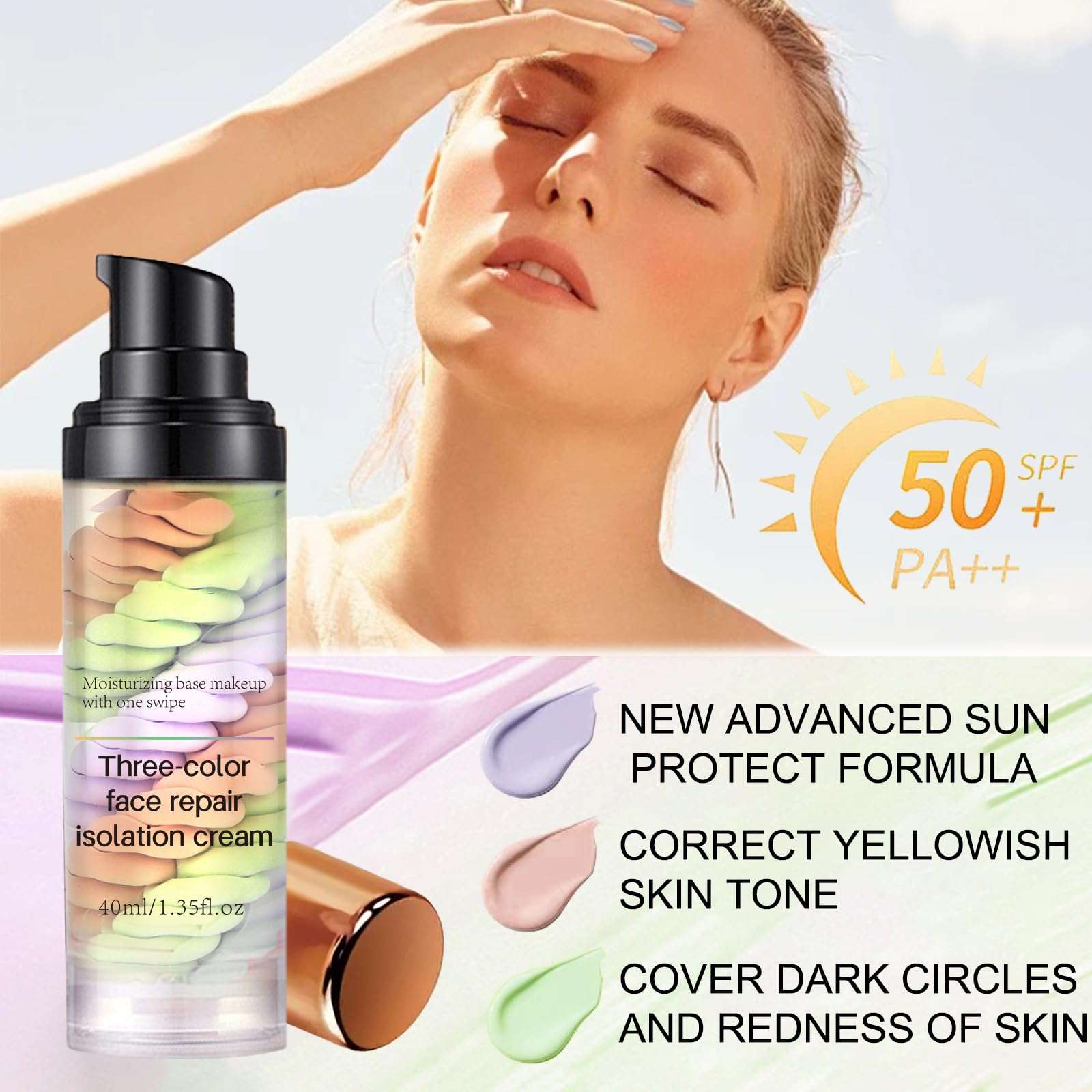 Primer For Face Before Makeup With Spf 50 Sunscreen Isolation Cream, One Step Color Corrector For Face, 3 In 1 Oil Controling & Moisturizing Primer Face Makeup, Radiance Skin,Refreshing,Non Greasy 4