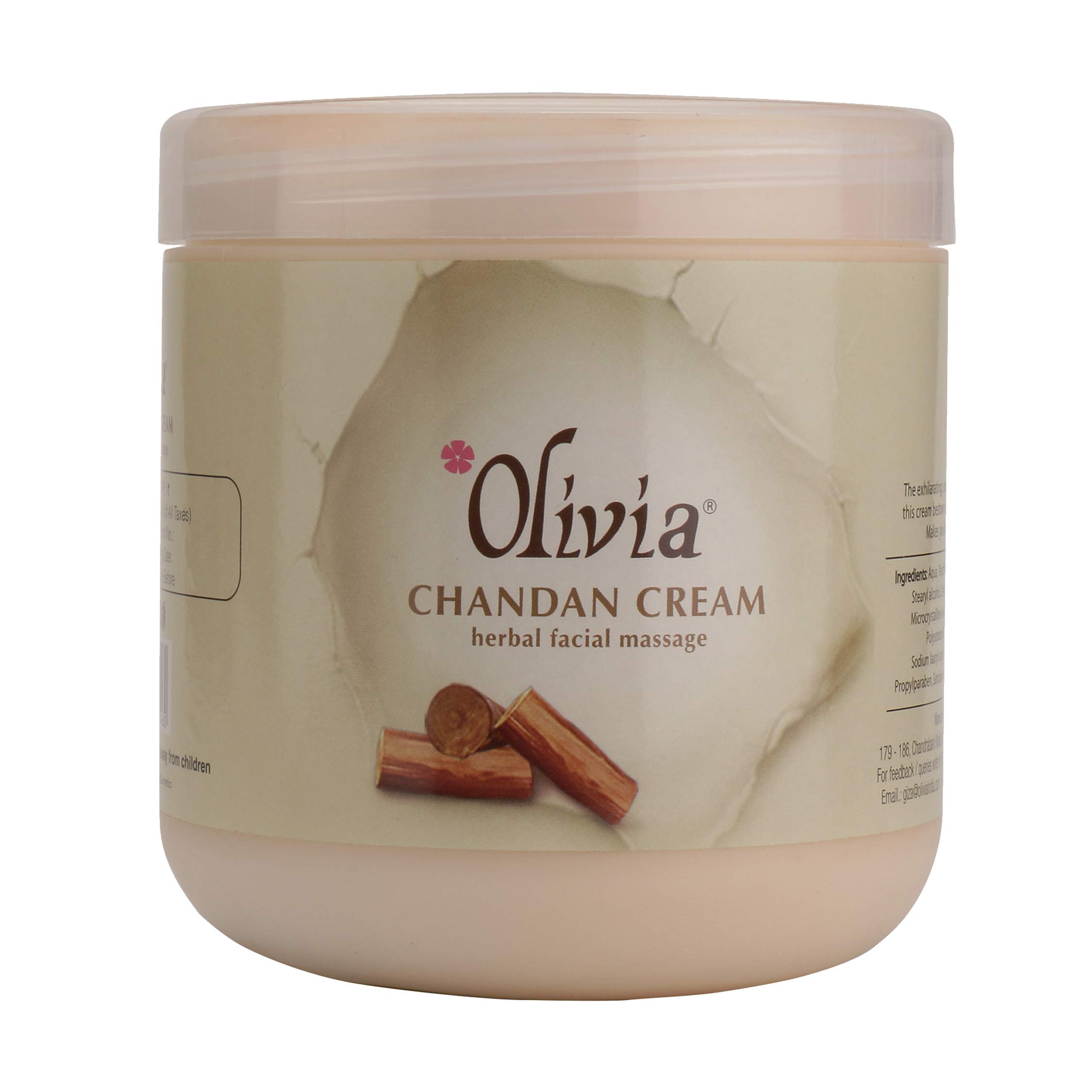 Olivia Herbal Chandan Facial Massage Cream 800g Exhilarating, Soothing Effect Of Sandalwood, 800 g