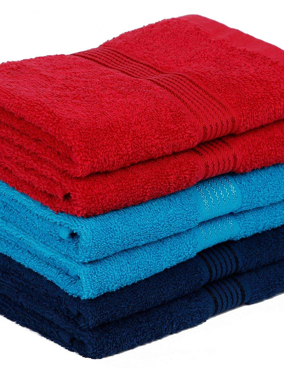 KOPA Quick Dry 100% Cotton Soft Terry Towel -6pc Hand Towel (d'ross) - Super Absorbent, Lightweight, Odour Free - for Men, Women, Kids Solid-Multi 4