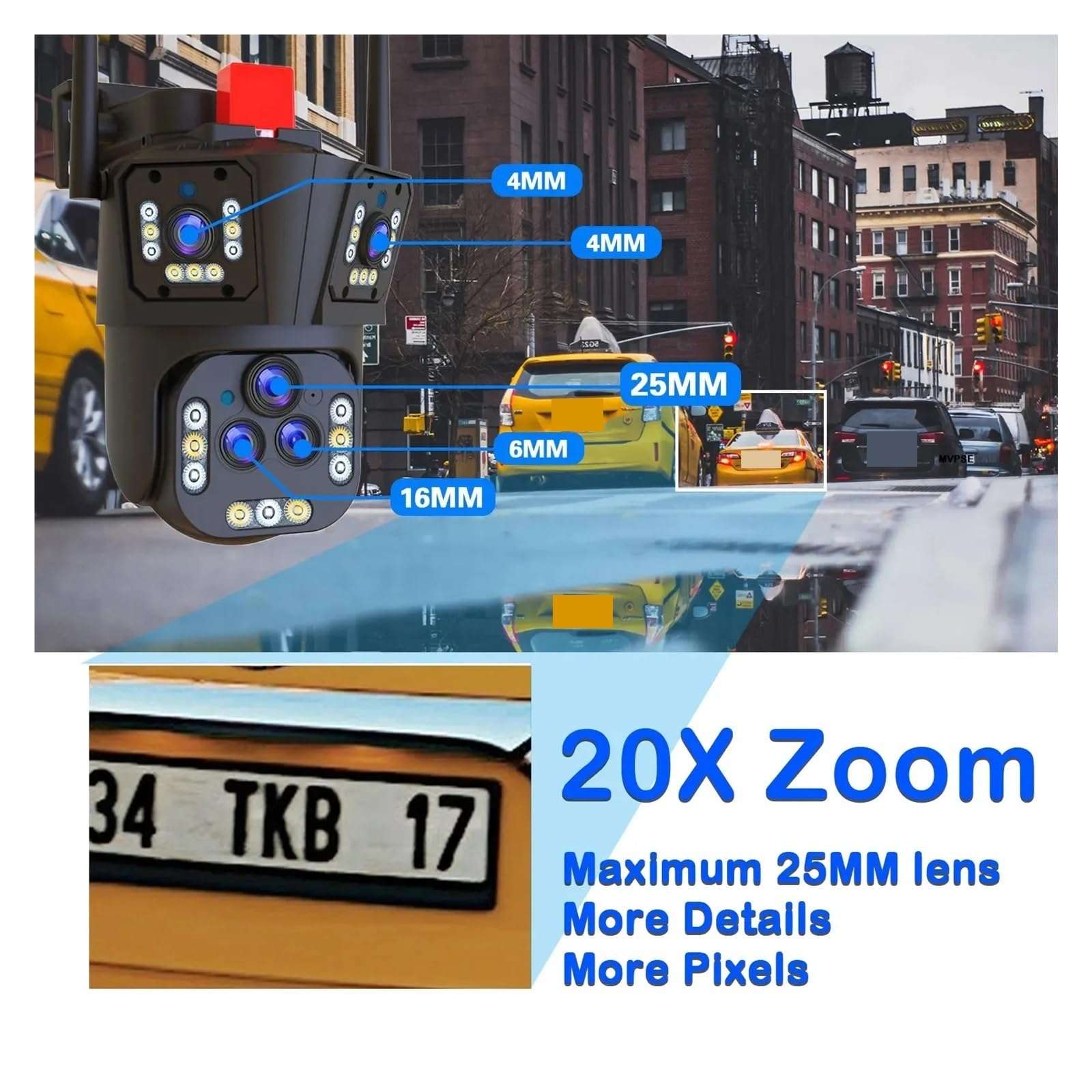 QDVOPHZA 10K 20MP CCTV Video Surveillance IP Camera 20X Zoom WiFi Wireless Five Lens Outdoor PTZ Home Security Protection Auto Tracking(E/U,10K Add 32G Card) 5